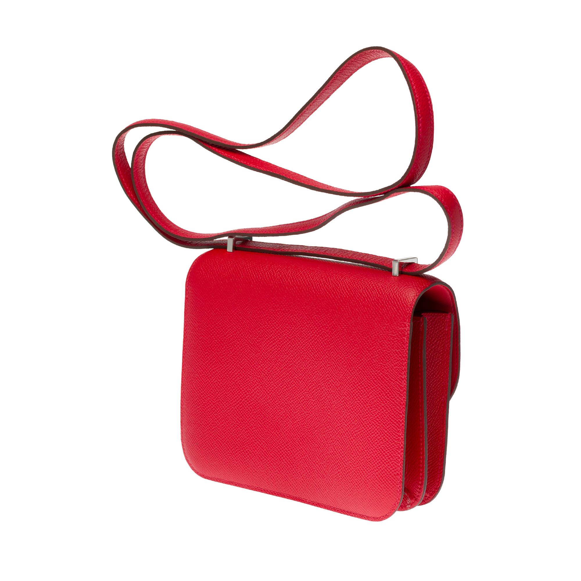 AMAZING Hermes Mini Constance shoulder bag in rouge casaque epsom leather, SHW In New Condition In Paris, IDF