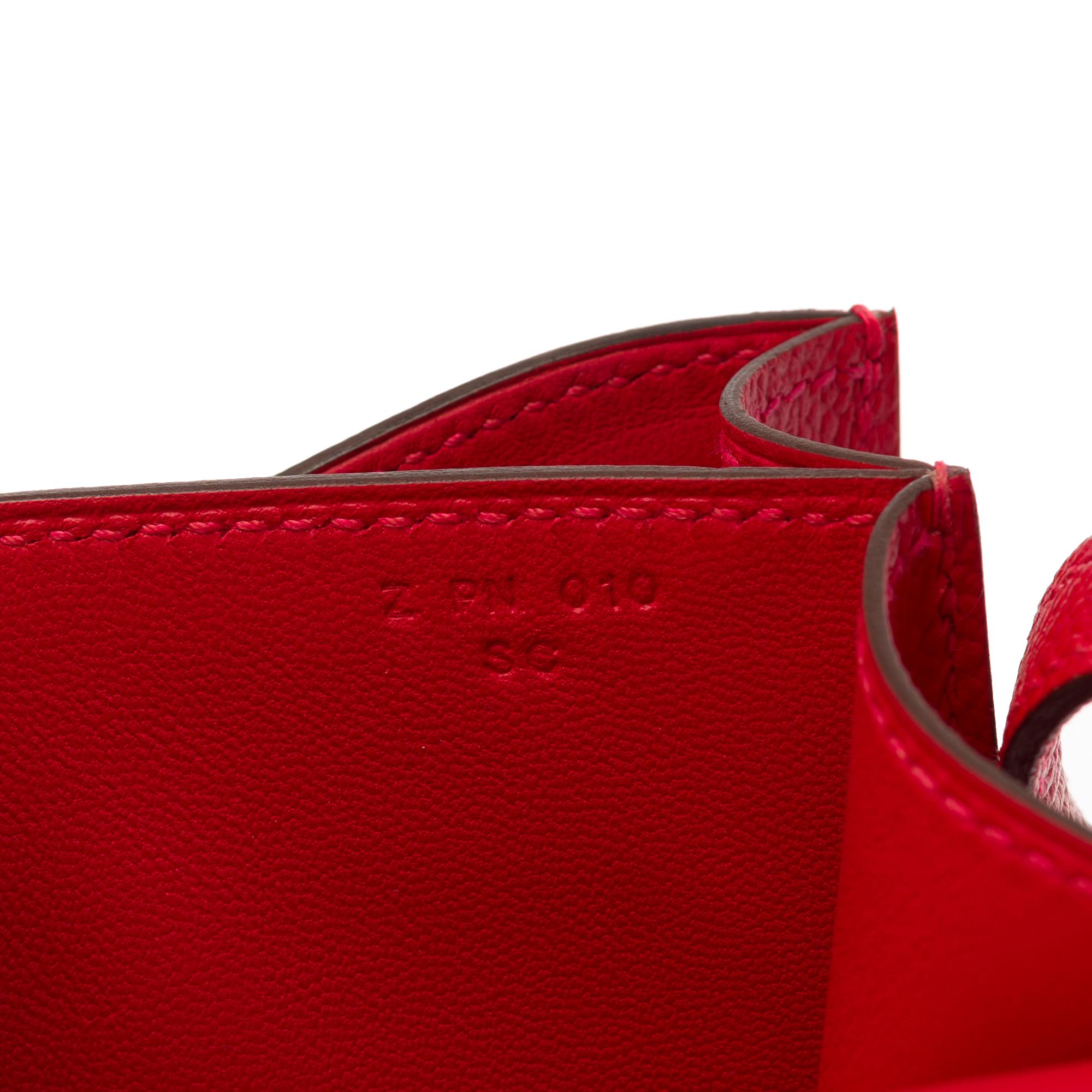 AMAZING Hermes Mini Constance shoulder bag in rouge casaque epsom leather, SHW 1