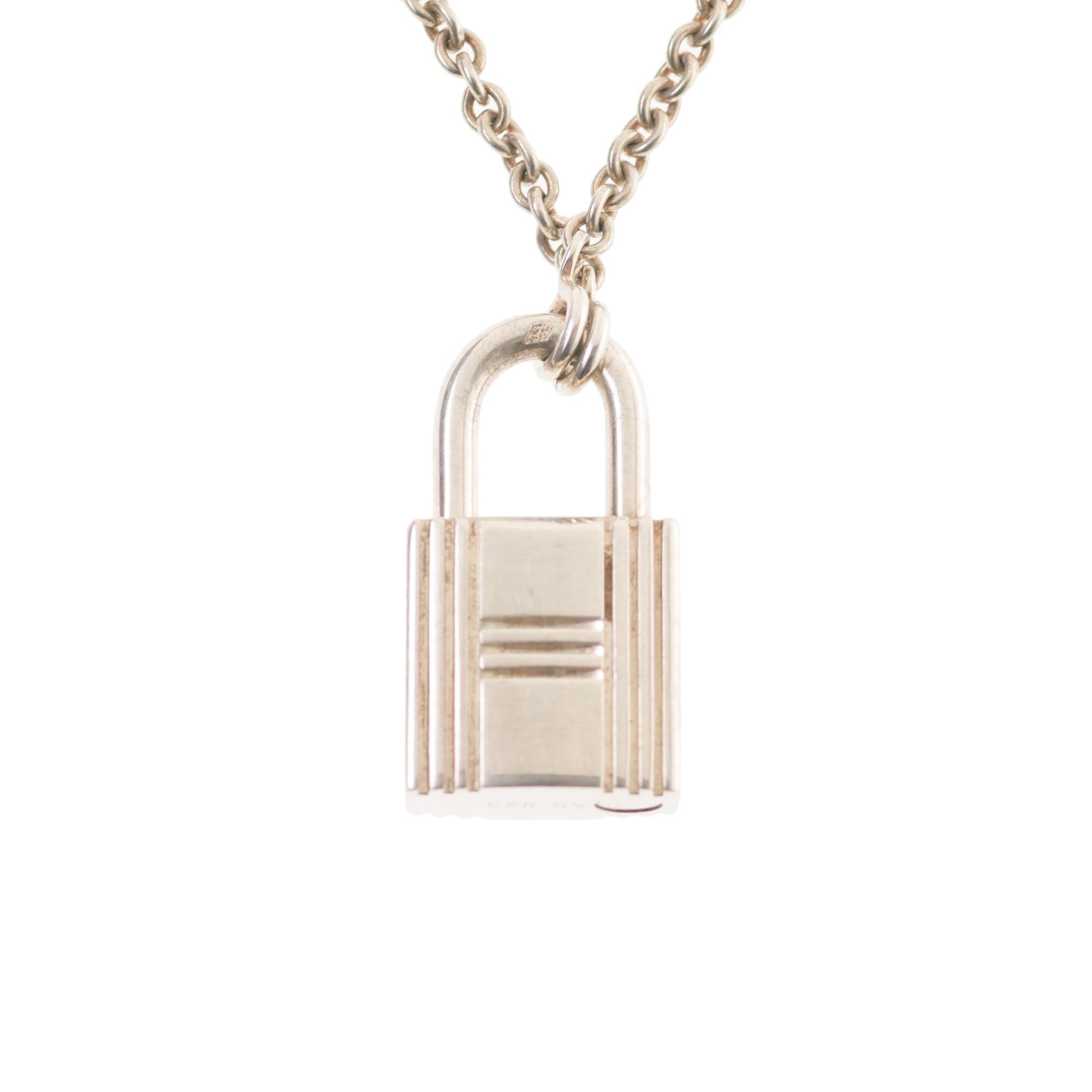 Amazing Hermès Padlock pendant in Silver For Sale at 1stDibs 