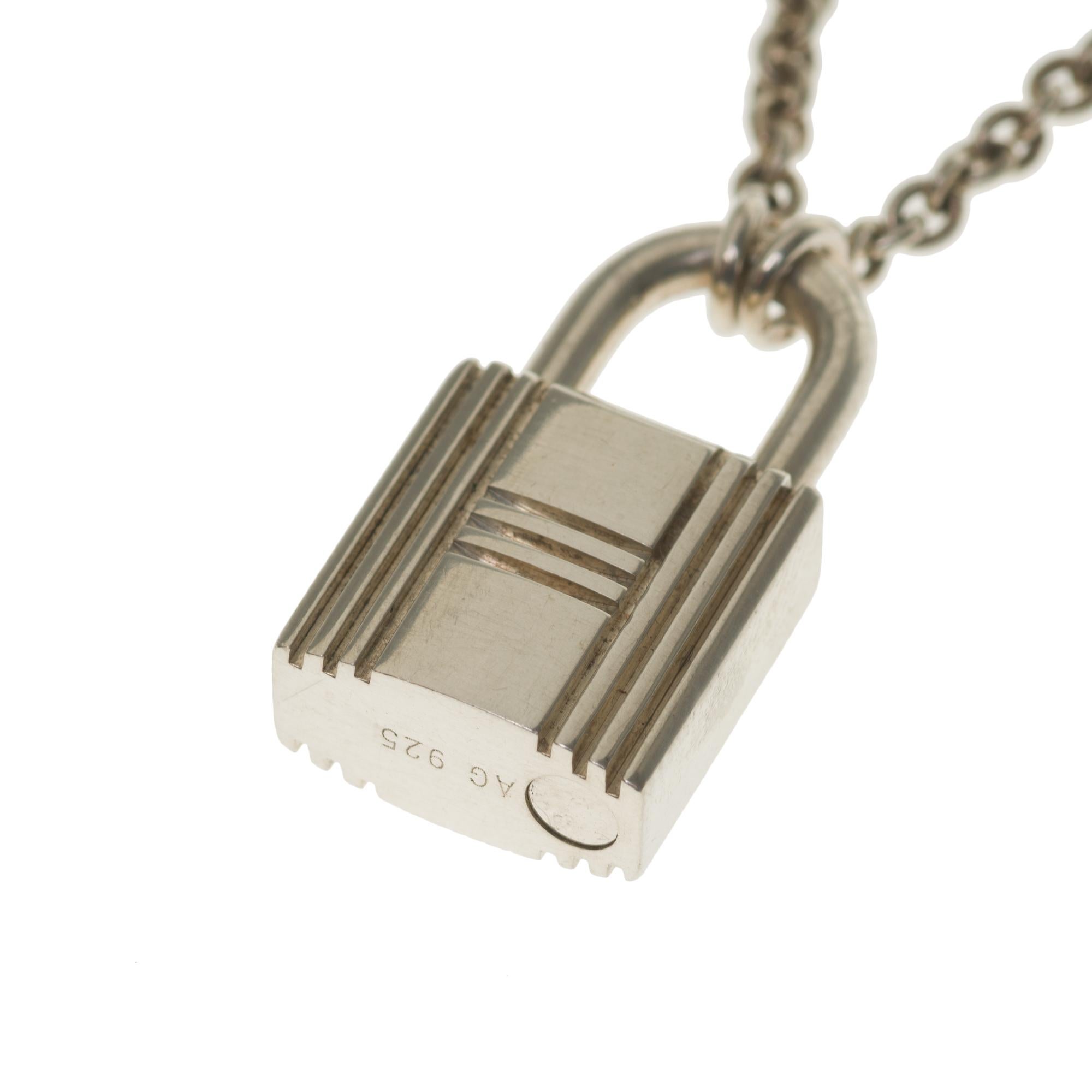 Amazing Hermès Padlock pendant in Silver For Sale at 1stDibs 