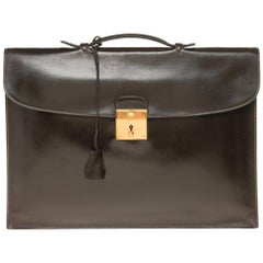 Amazing Hermès Sac à dépêches briefcase in brown calfskin 