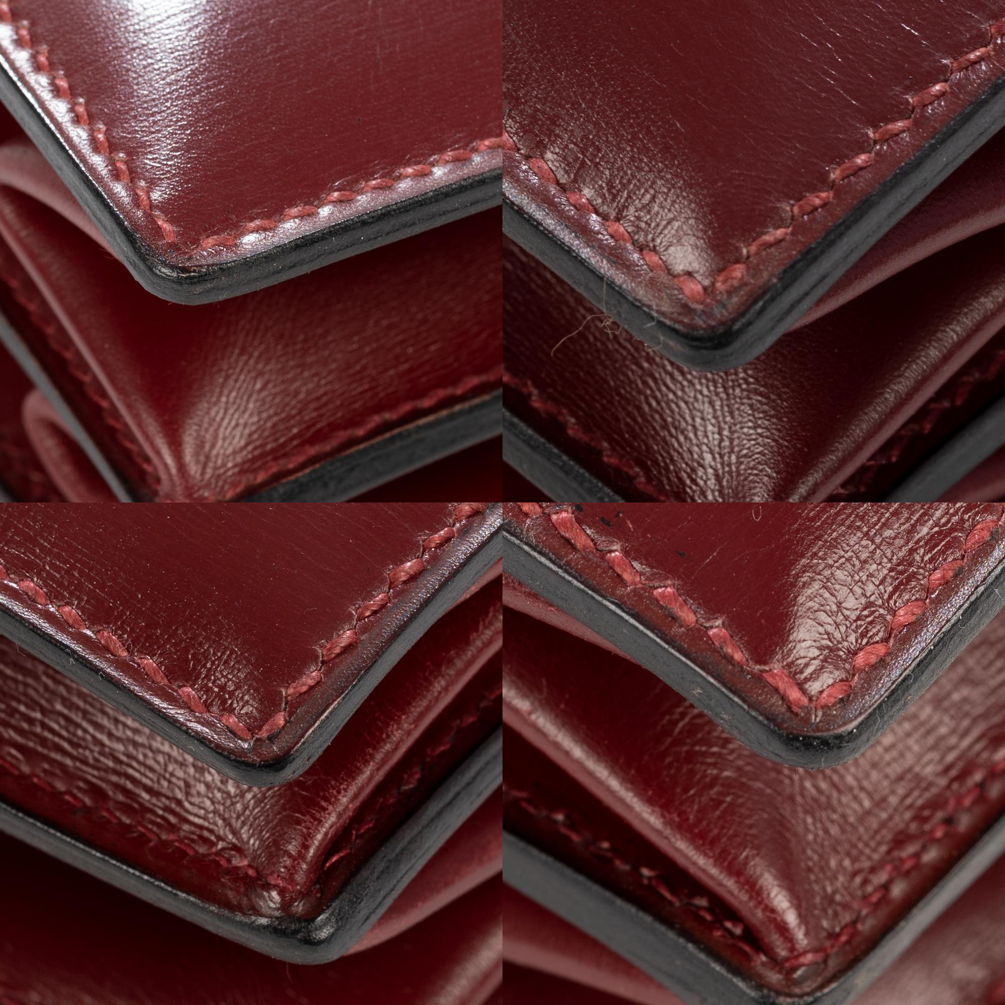 Amazing Hermès Sac à dépêches briefcase in burgundy calfskin 5