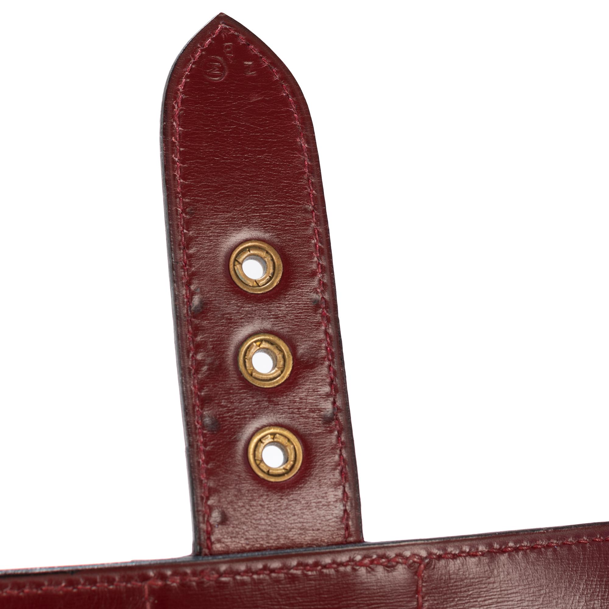 Amazing Hermès Sac à dépêches briefcase in burgundy calfskin 1