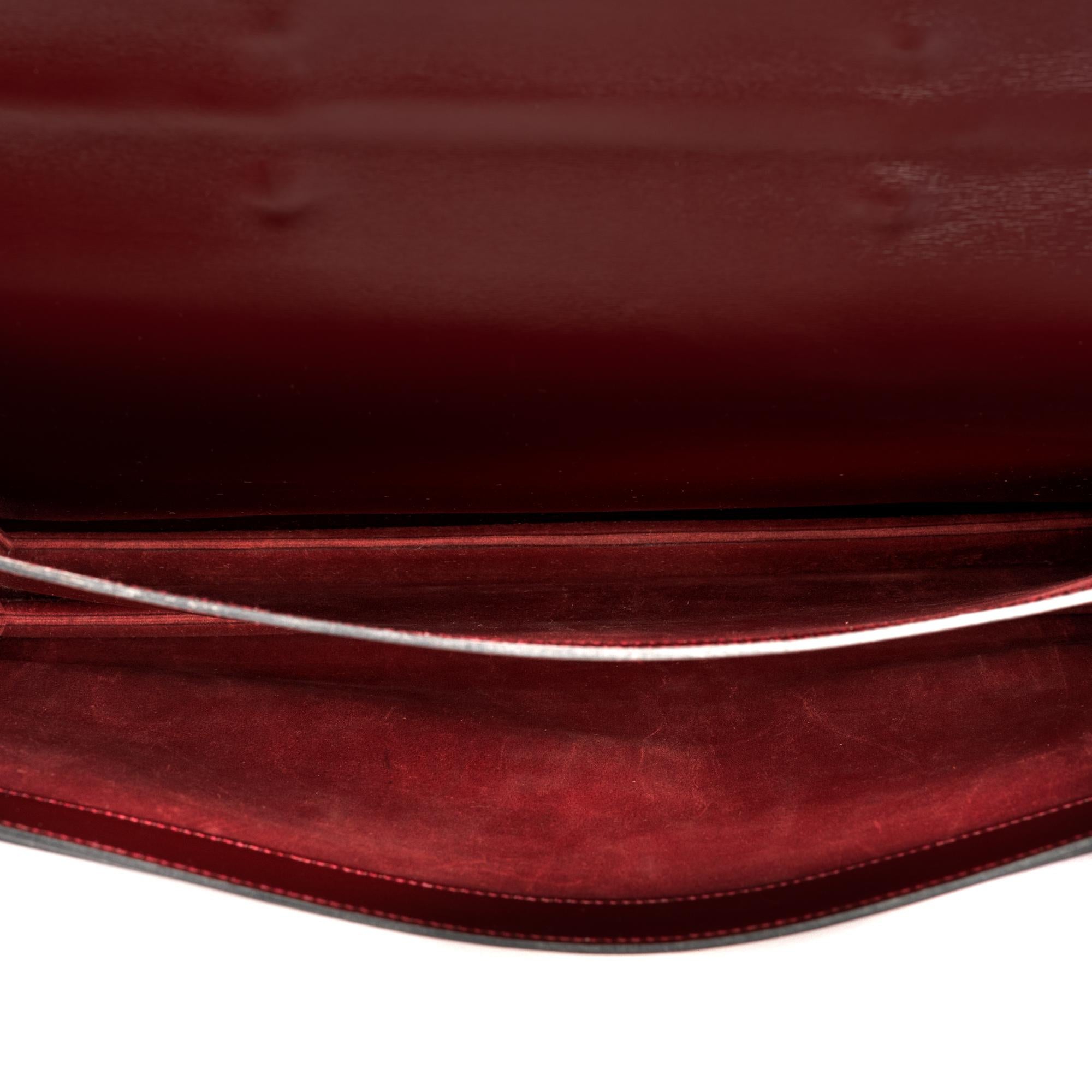 Amazing Hermès Sac à dépêches briefcase in burgundy calfskin 2
