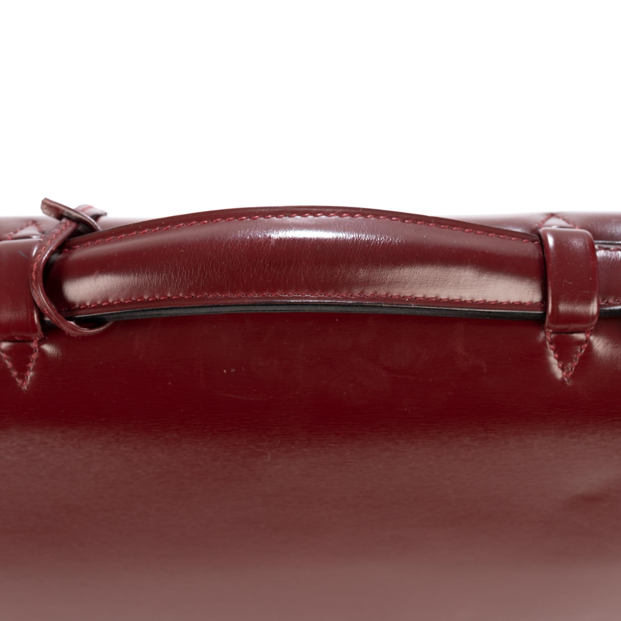 Amazing Hermès Sac à dépêches briefcase in burgundy calfskin 3