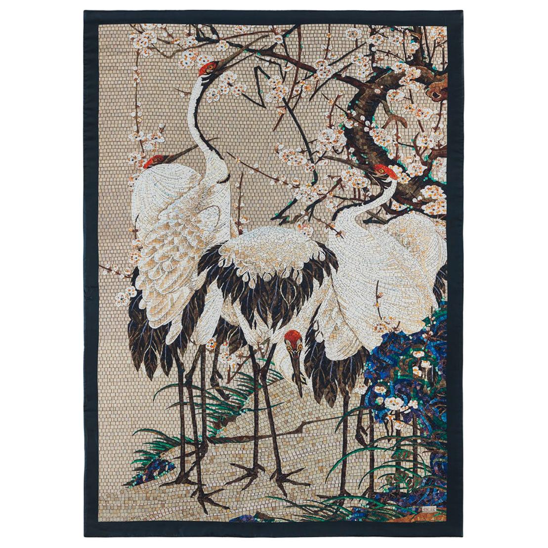 Amazing Heron Bed cover Blanket Silk Cashmere Wool For Sale