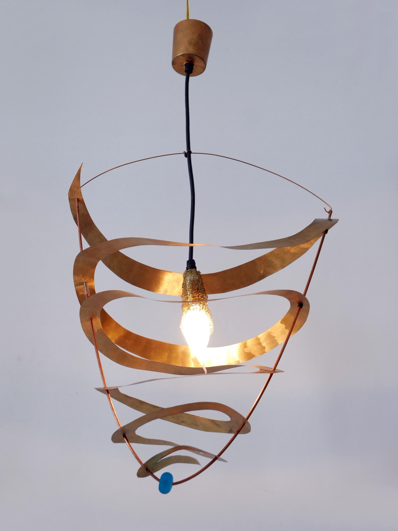 Italian Amazing & Highly Decorative Postmodern Pendant Lamp or Hanging Light Italy 1980s For Sale