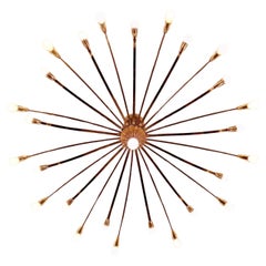 Amazing Huge Polished and Hammered Brass Sputnik Chandelier, 1940/50s