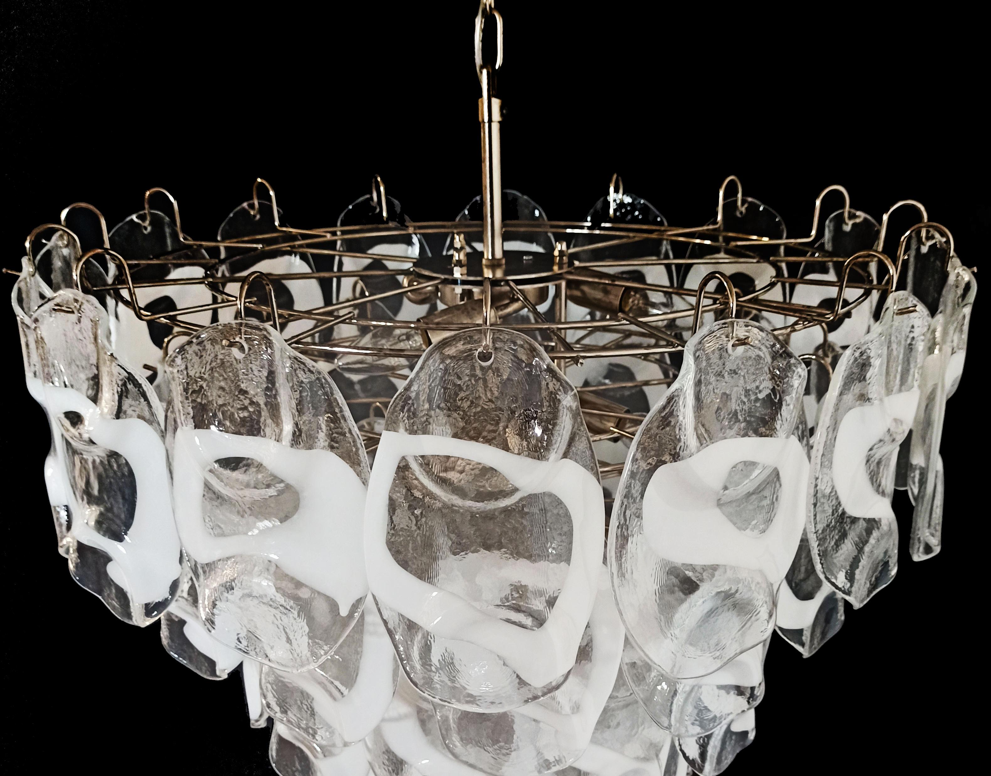 Art Glass Amazing Huge Vintage Italian Murano chandelier lamp by Vistosi - 57 glasses For Sale
