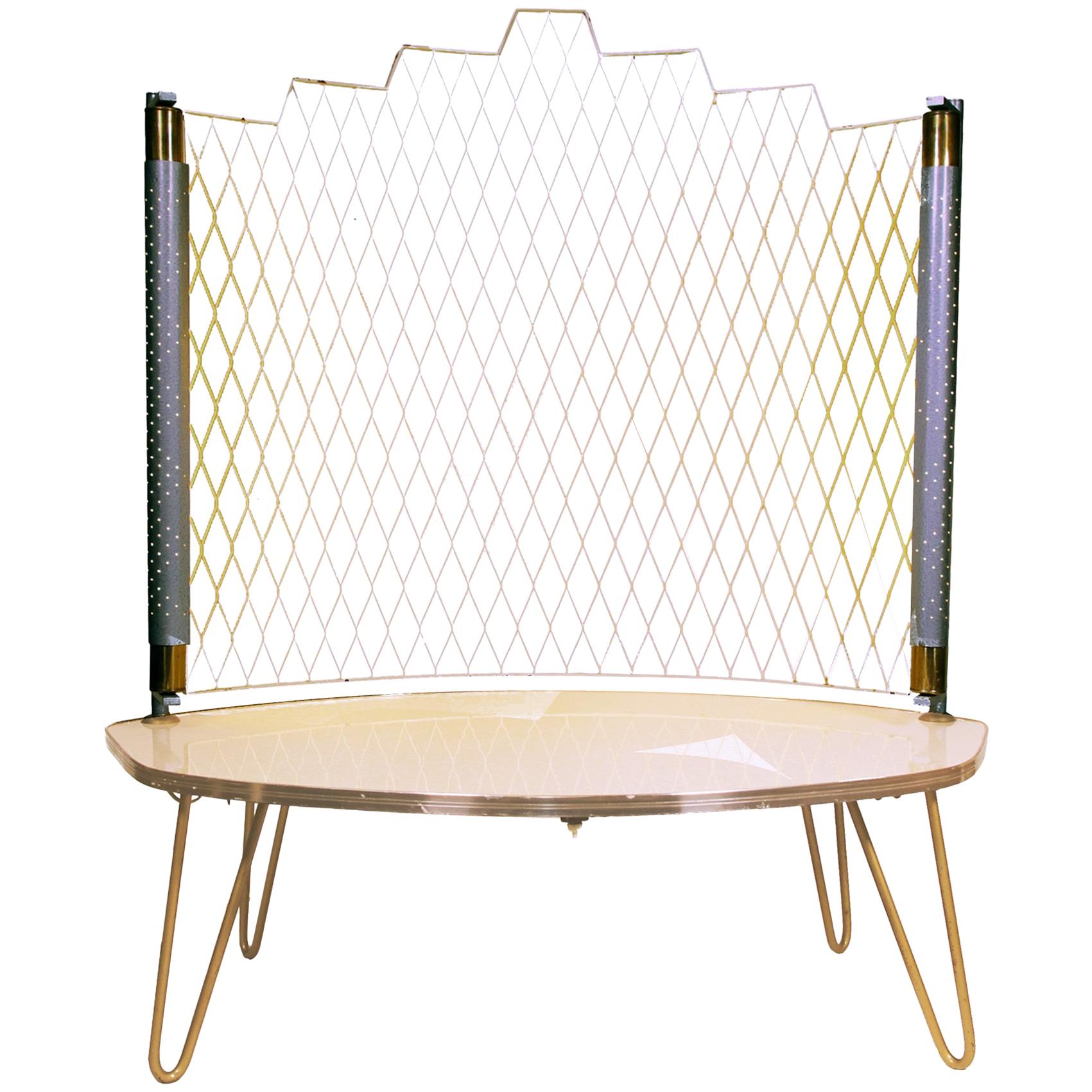 Mid-Century Illuminated Occasional Console Side Table Stand Perforated Metal For Sale