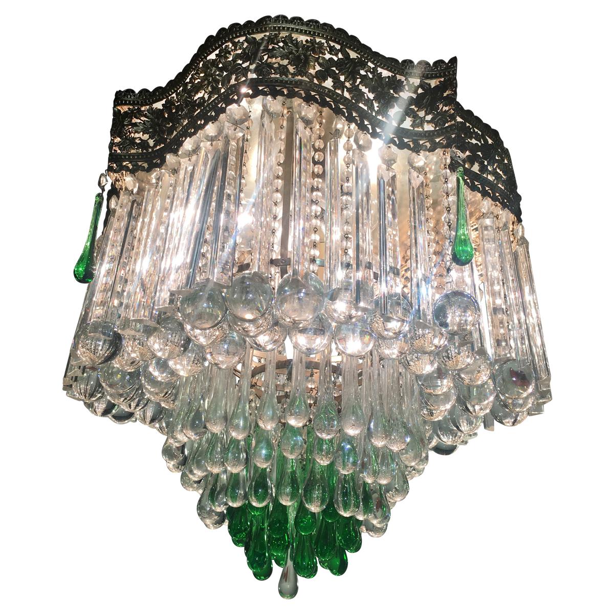 Incredibile lampadario italiano "Corona Reale", Murano, anni '50 in vendita