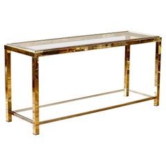 Amazing, Italian Console Table in Brass and Chrome in the Style of Romeo Rega