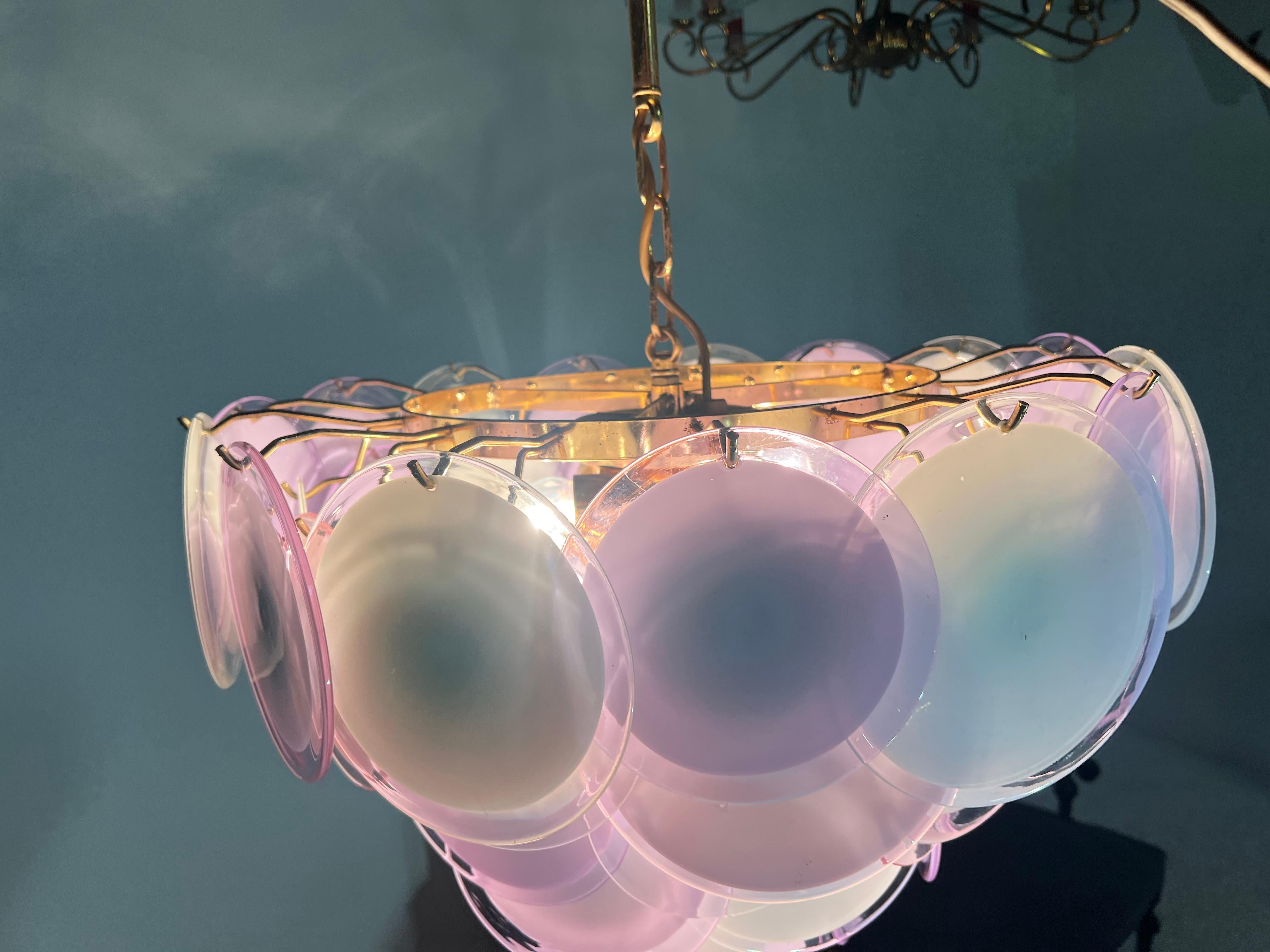 Italiano Incredibile lampadario a disco in vetro italiano di Vistosi, anni '80 in vendita