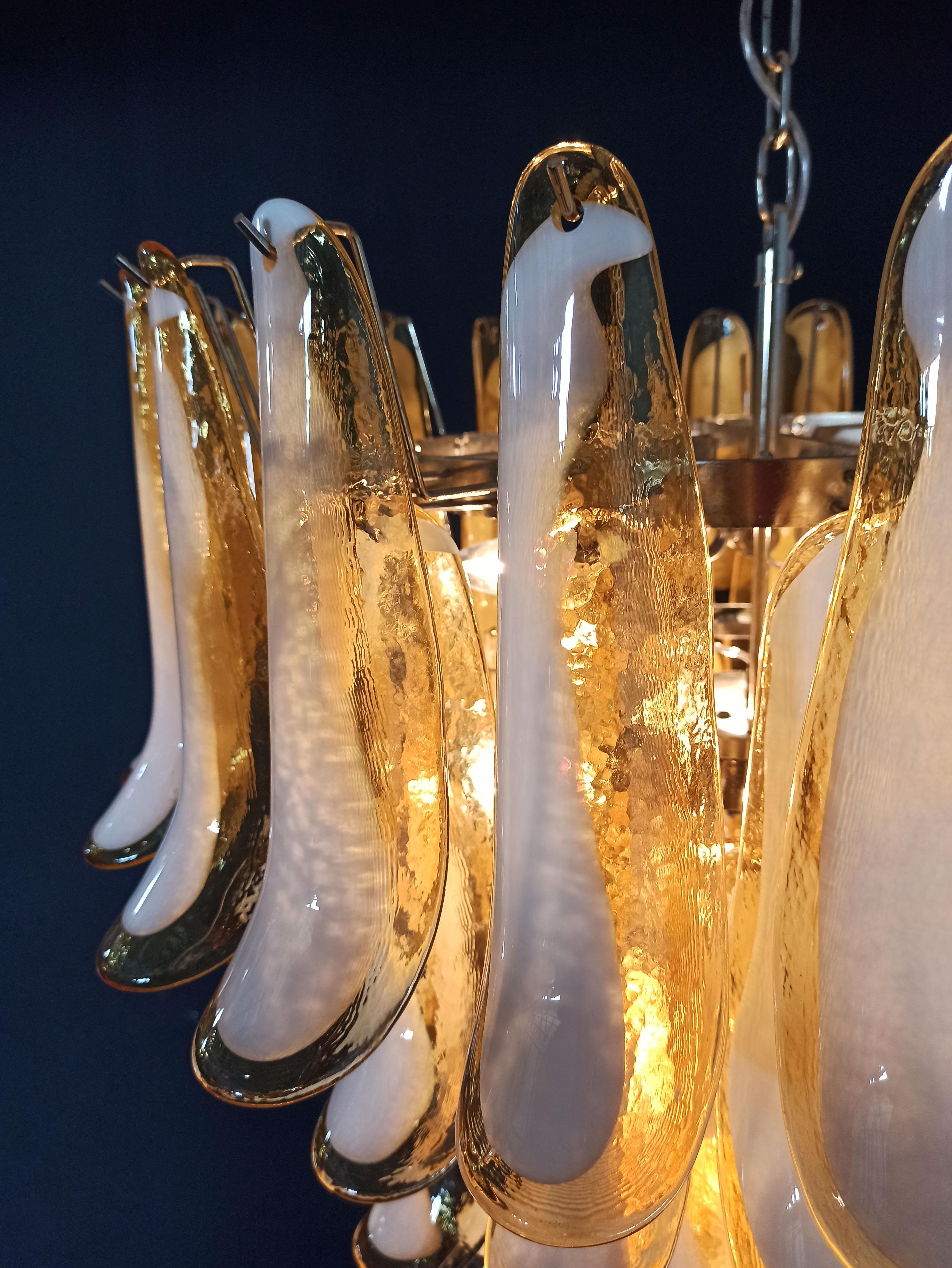 Amazing Italian Glass Amber Petal Chandelier, Murano 6