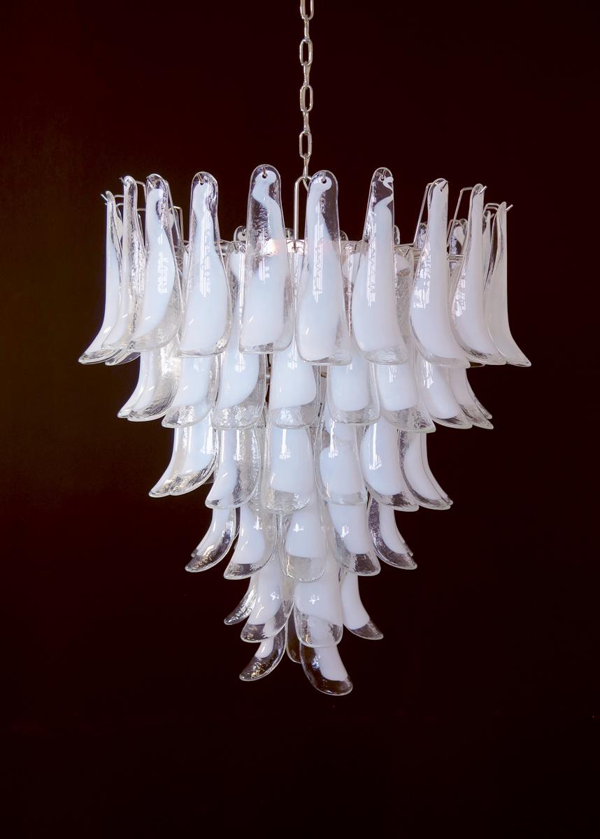 Metal Amazing Italian Glass Petal Chandelier, Murano