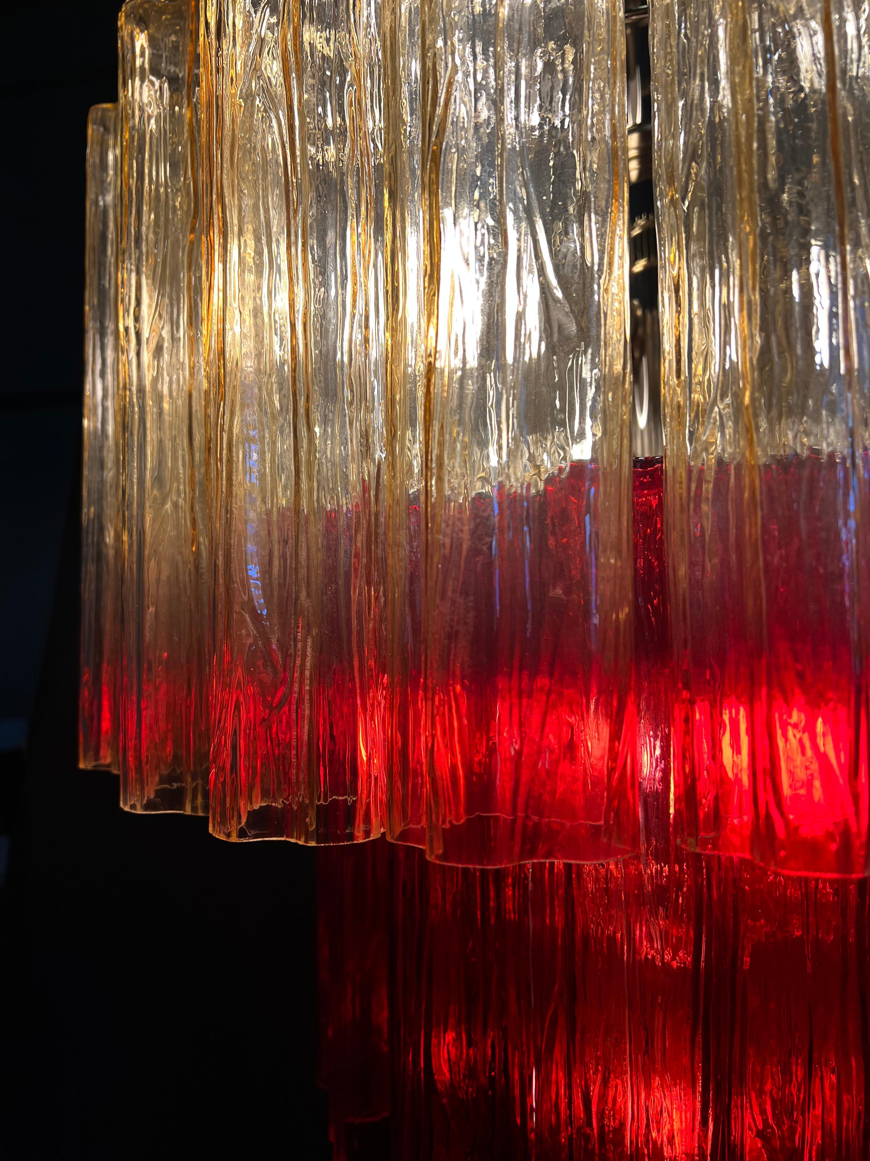Amazing Italian Gold and Red Chandelier by Valentina Planta, Murano For Sale 9