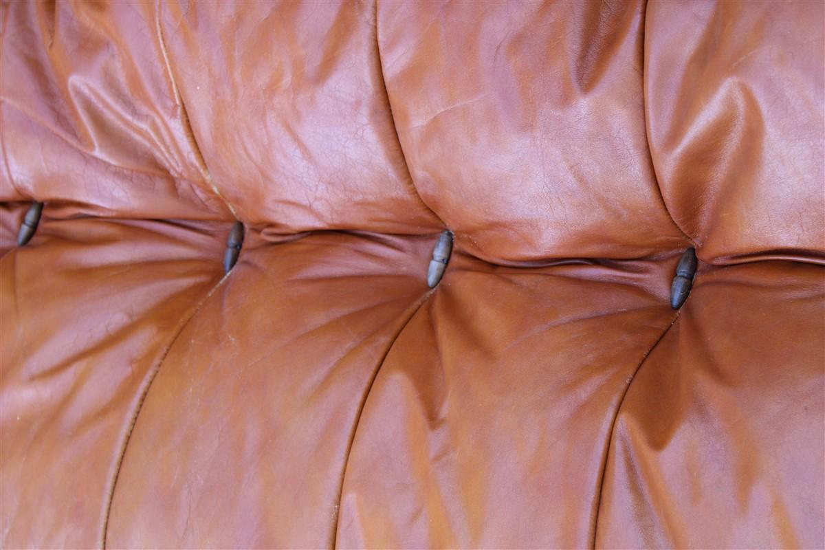 Amazing Italian Low Sofa Cognac Leather Cobianchi for Insa Made in Italy For Sale 8