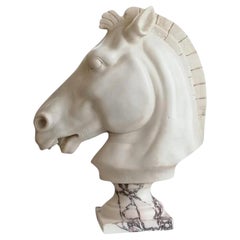 Amazing Italian Marble Carrara Sculpture "Horse Head" Early 20th Century H: 46cm
