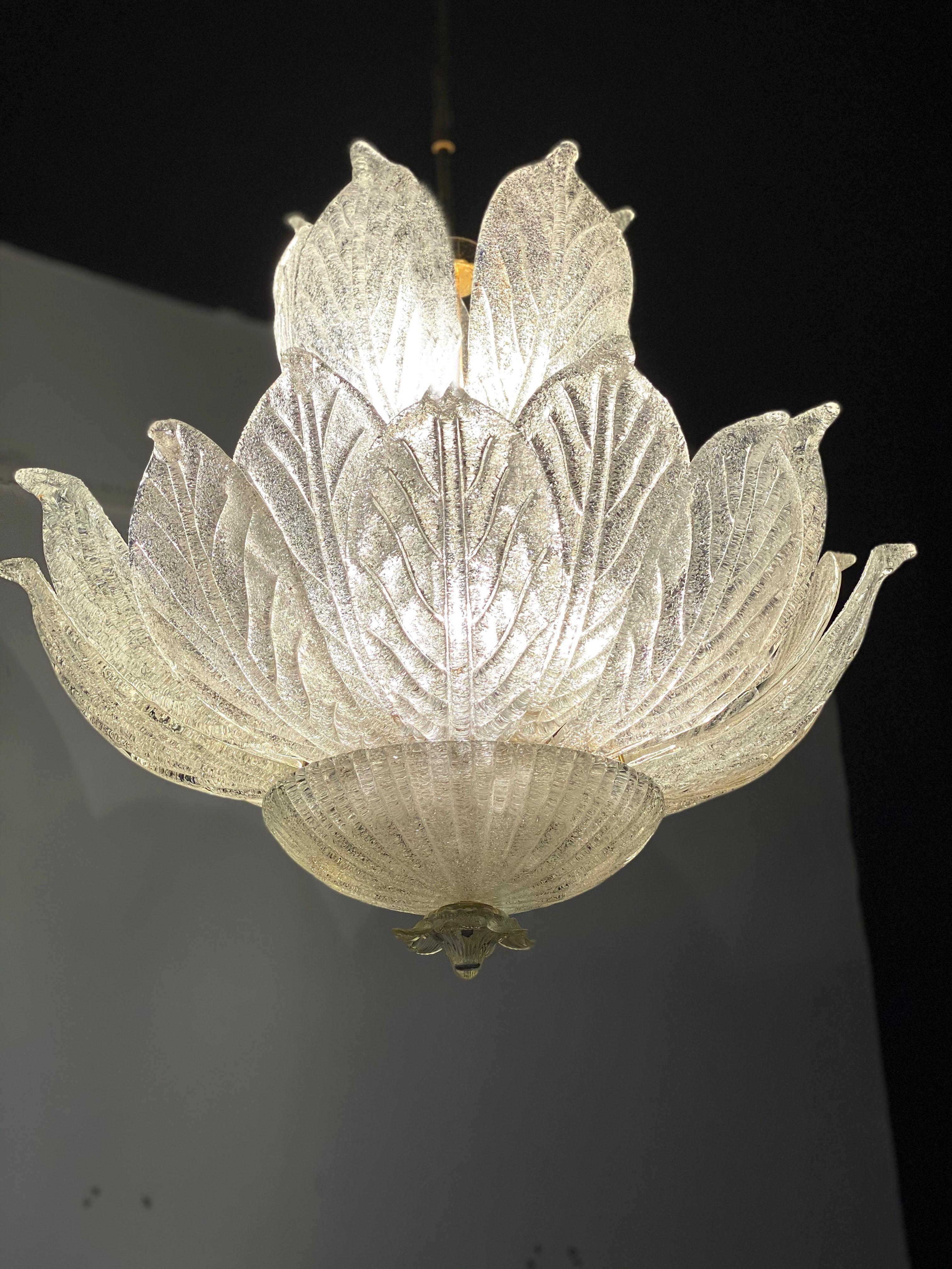 Modern Amazing Italian Murano Glass Leave Chandelier