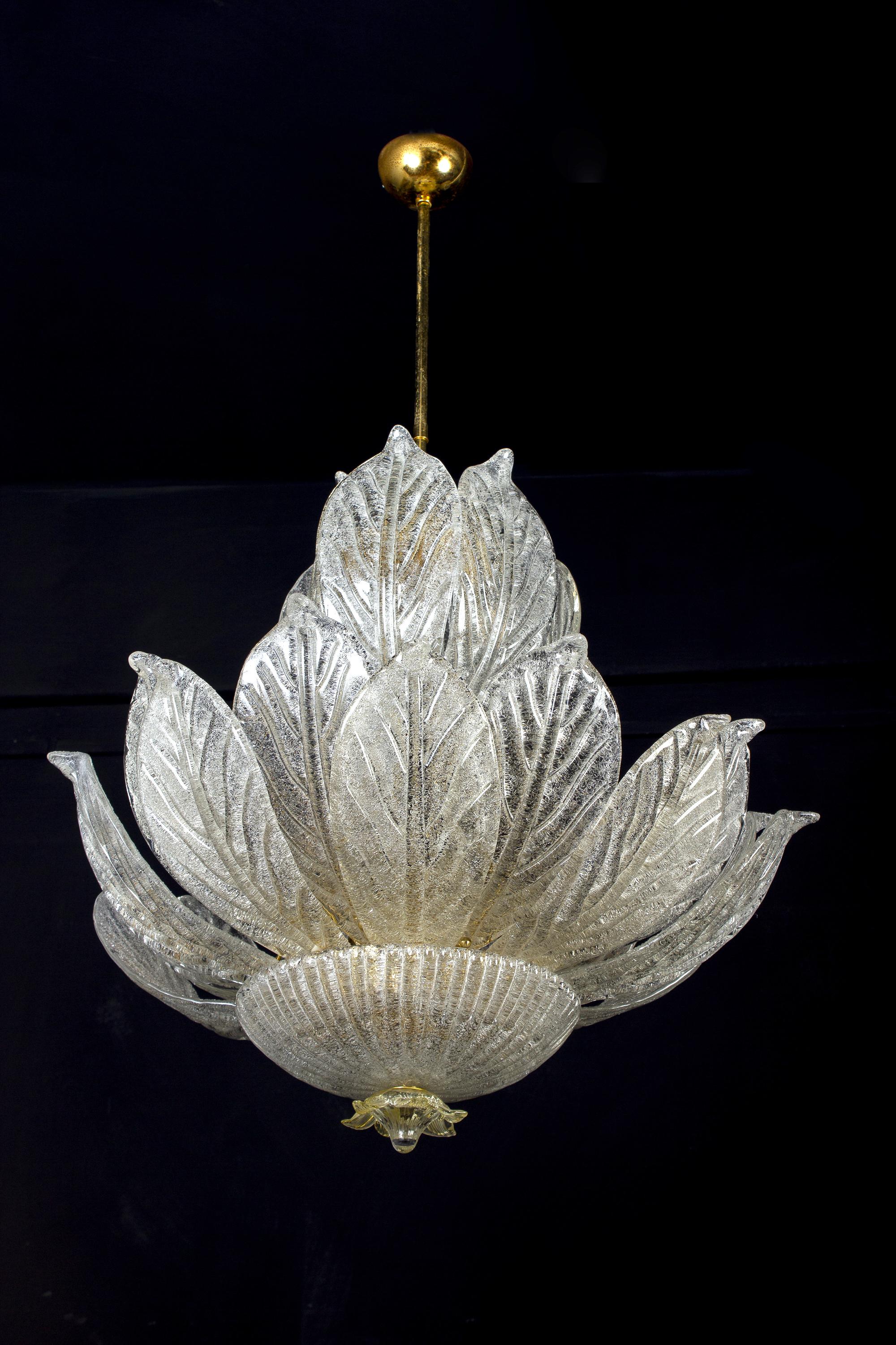 20th Century Amazing Italian Murano Glass Leave Chandelier