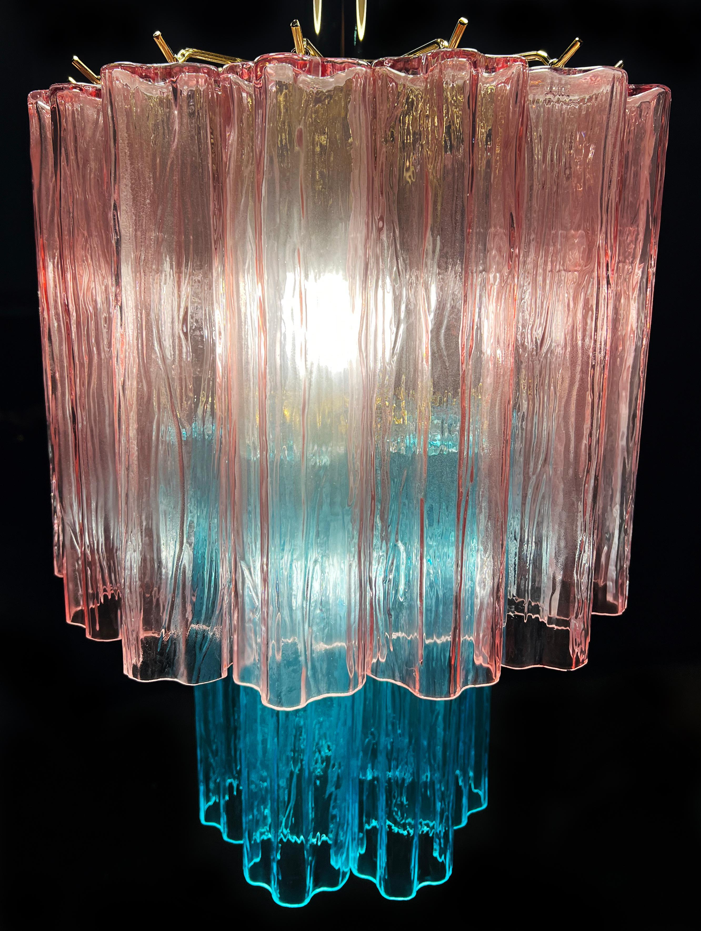 Amazing Italian Pink-Blue Chandelier by Valentina Planta, Murano For Sale 6