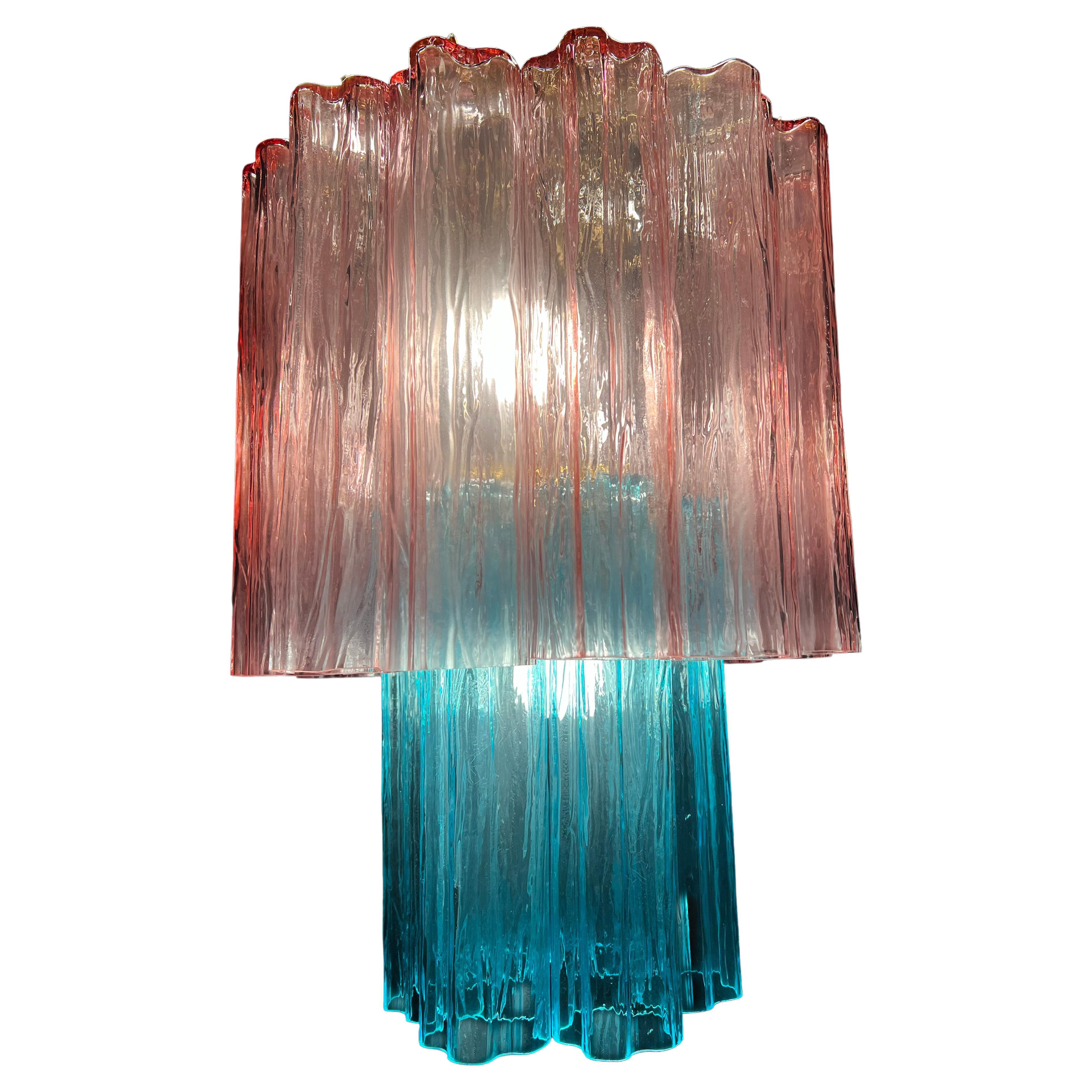 Amazing Italian Pink-Blue Chandelier by Valentina Planta, Murano For Sale