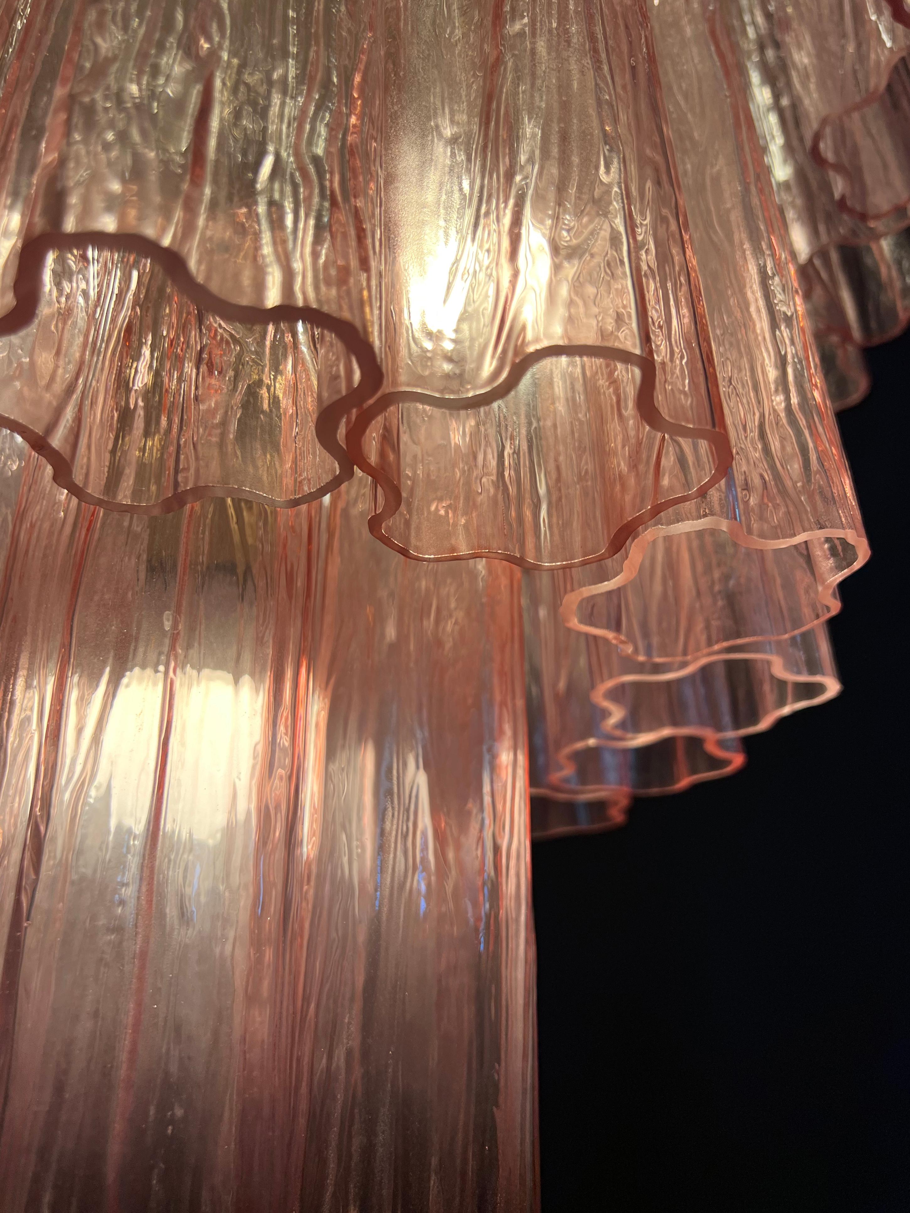 Contemporary Amazing Italian Pink Chandelier by Valentina Planta, Murano For Sale