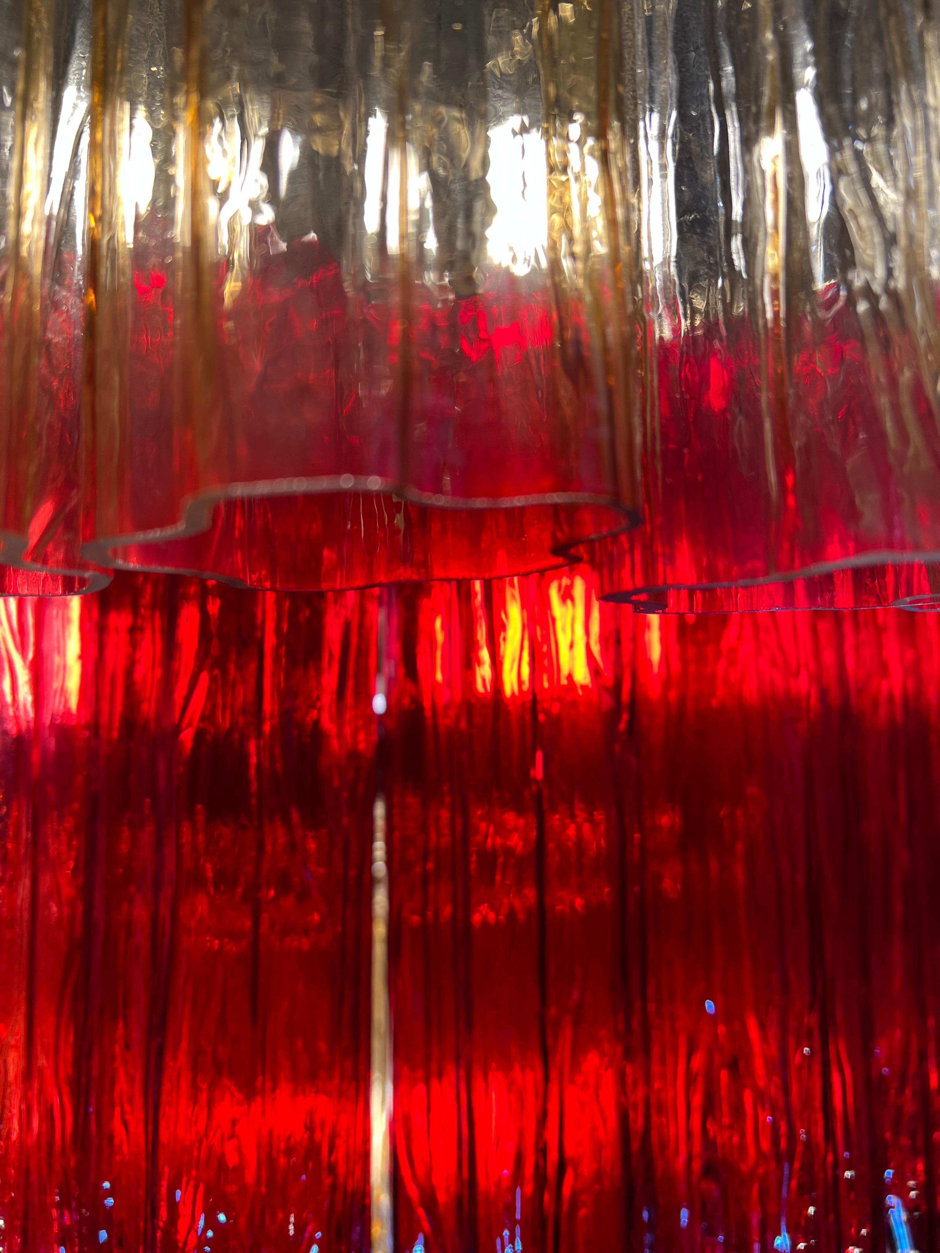 Amazing Italian Red and Gold Chandelier by Valentina Planta, Murano For Sale 1