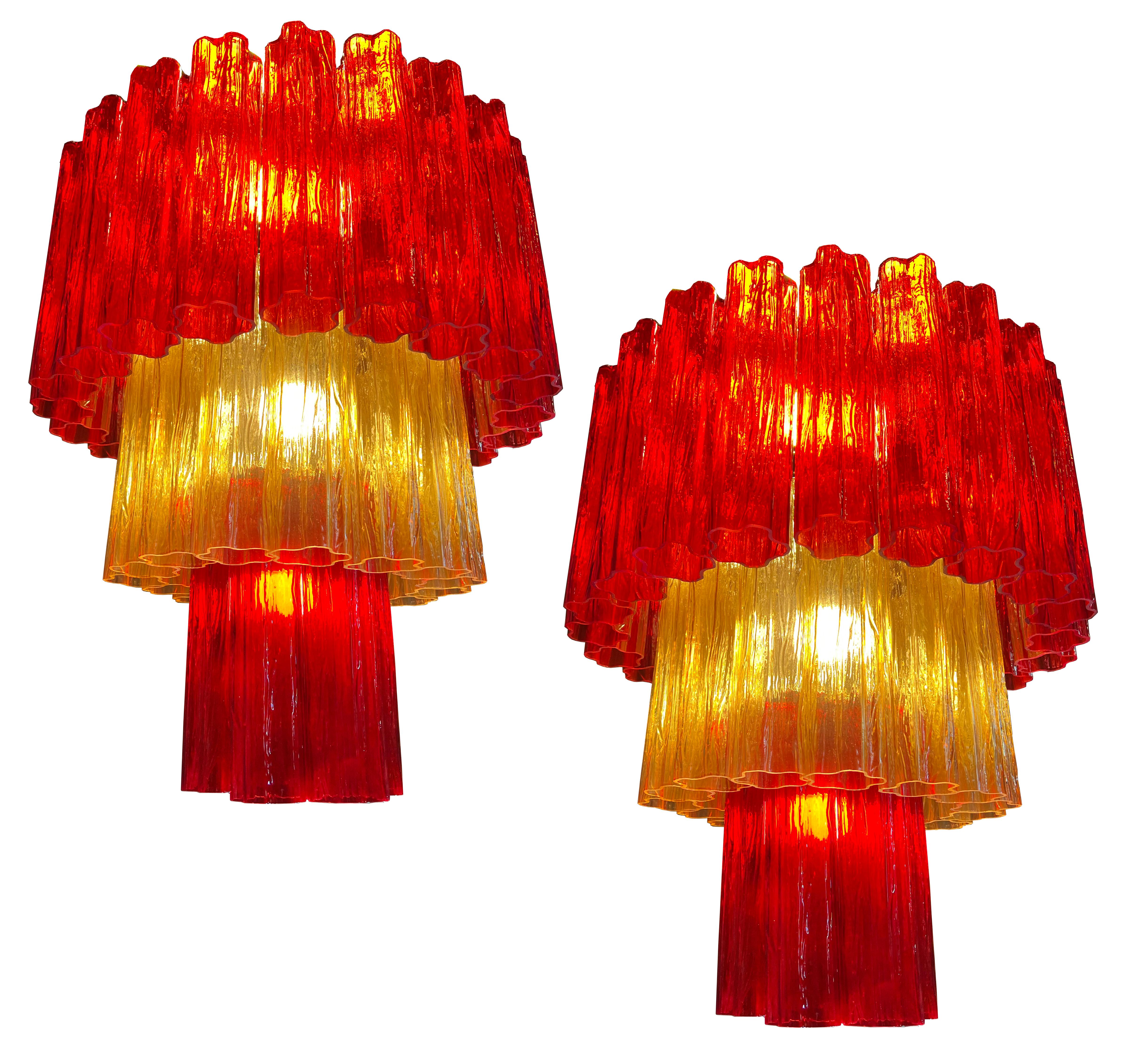Amazing Italian Red and Gold Chandelier by Valentina Planta, Murano For Sale 3