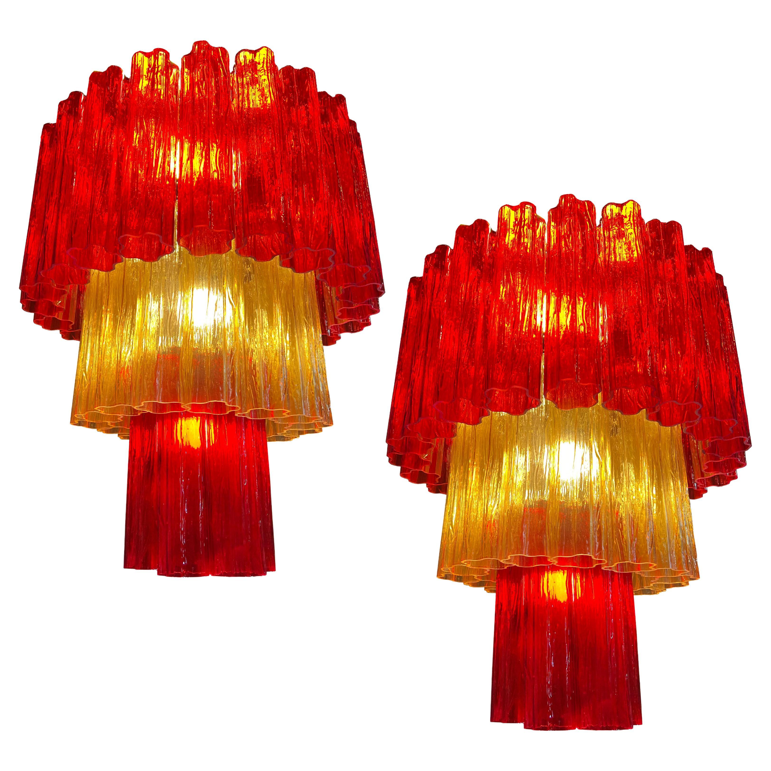 Amazing Italian Red and Gold Chandelier by Valentina Planta, Murano