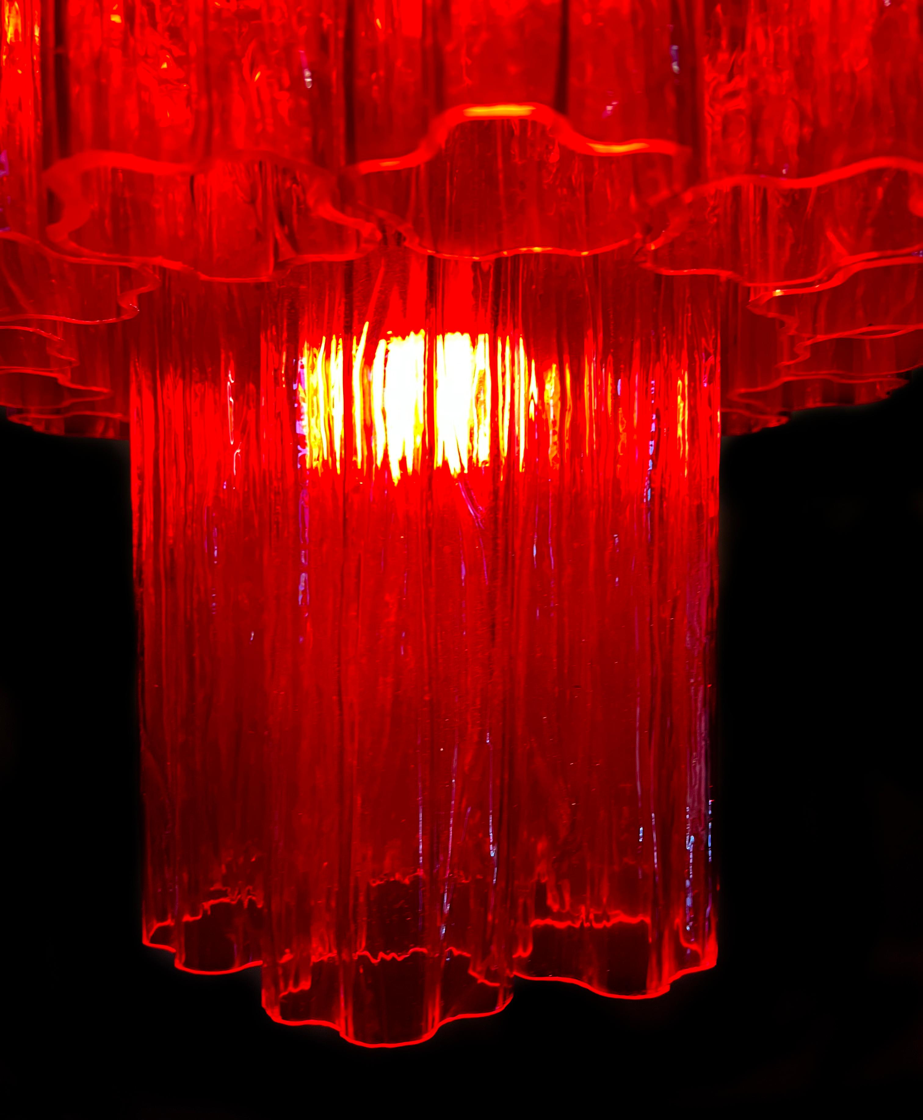 Amazing Italian Red Chandelier by Valentina Planta, Murano For Sale 5