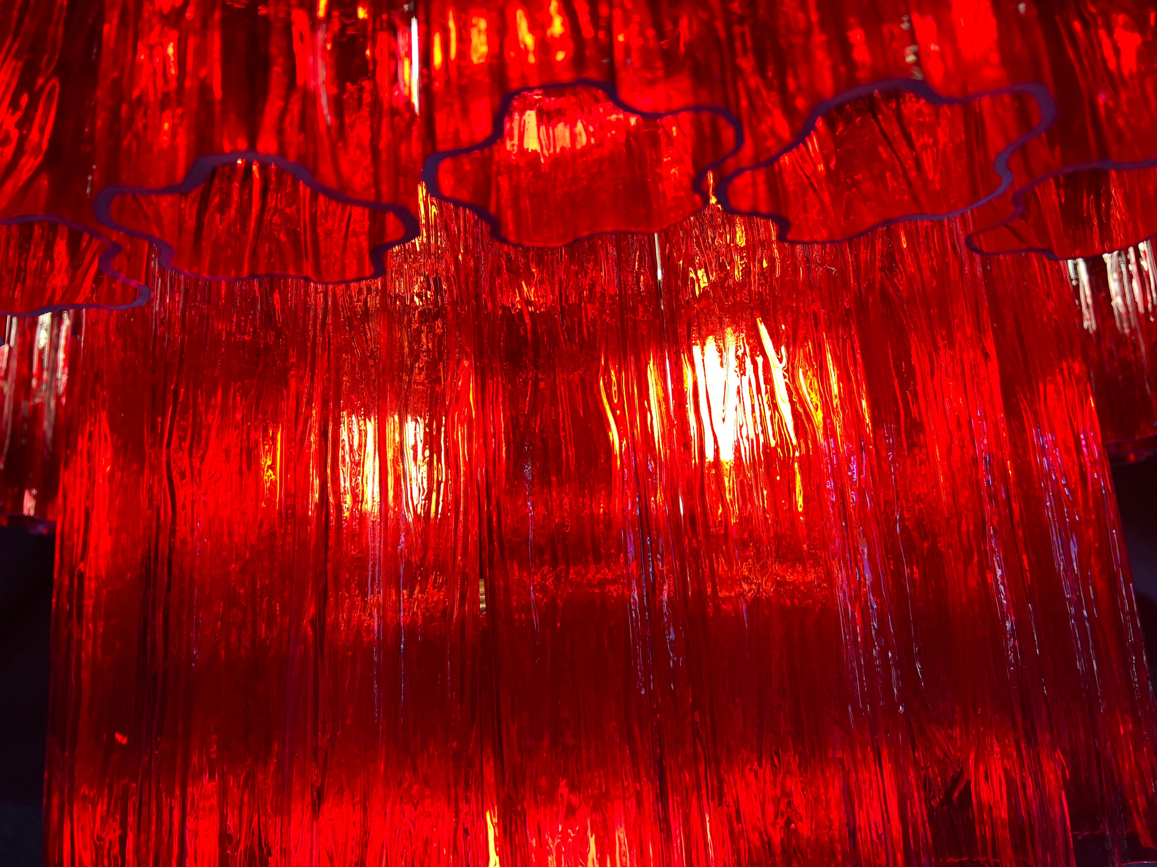 Amazing Italian Red Chandelier by Valentina Planta, Murano For Sale 11