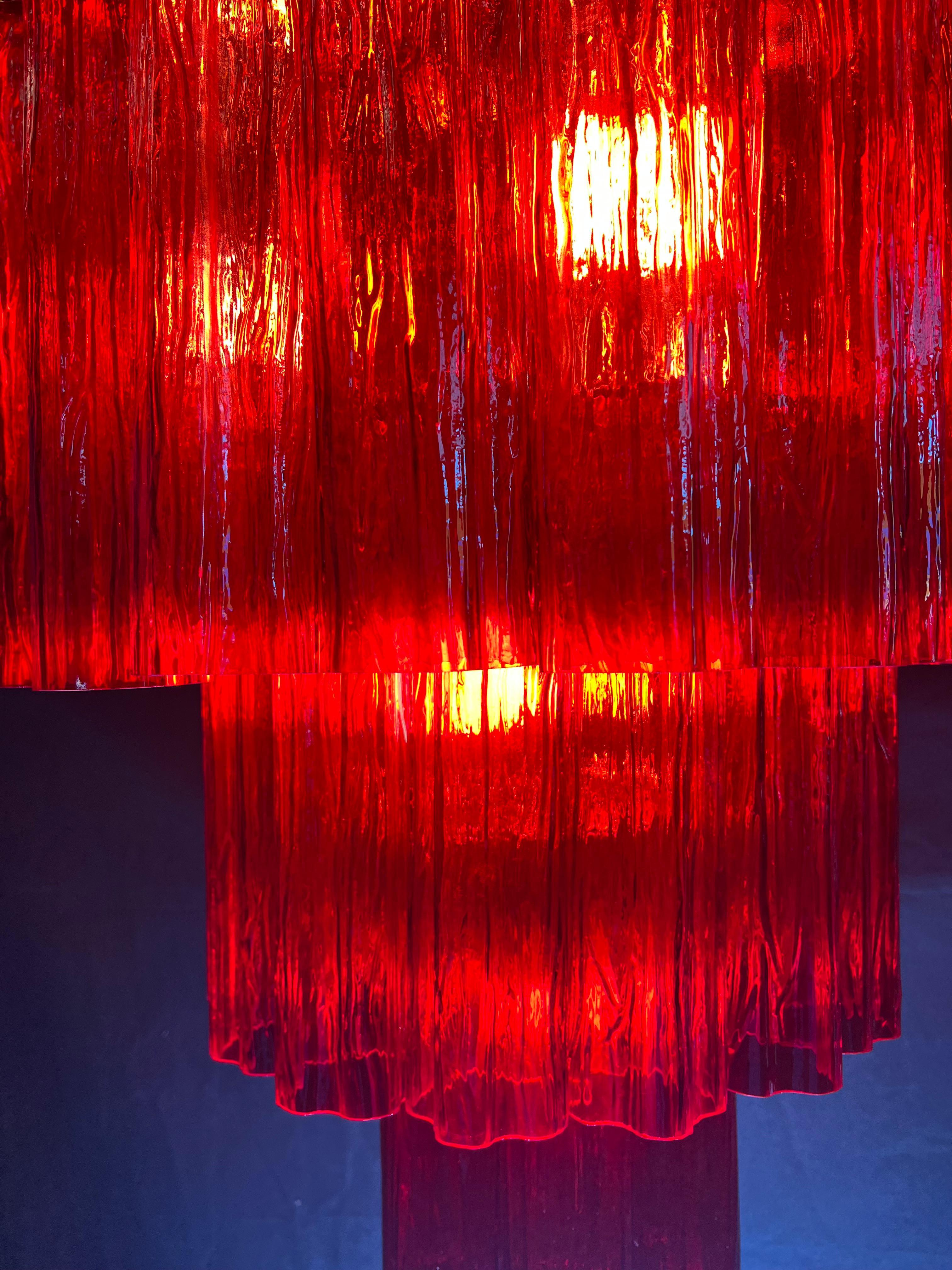 Amazing Italian Red Chandelier by Valentina Planta, Murano For Sale 12