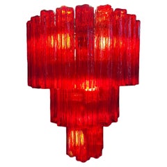 Magnifique lustre rouge italien de Valentina Planta, Murano