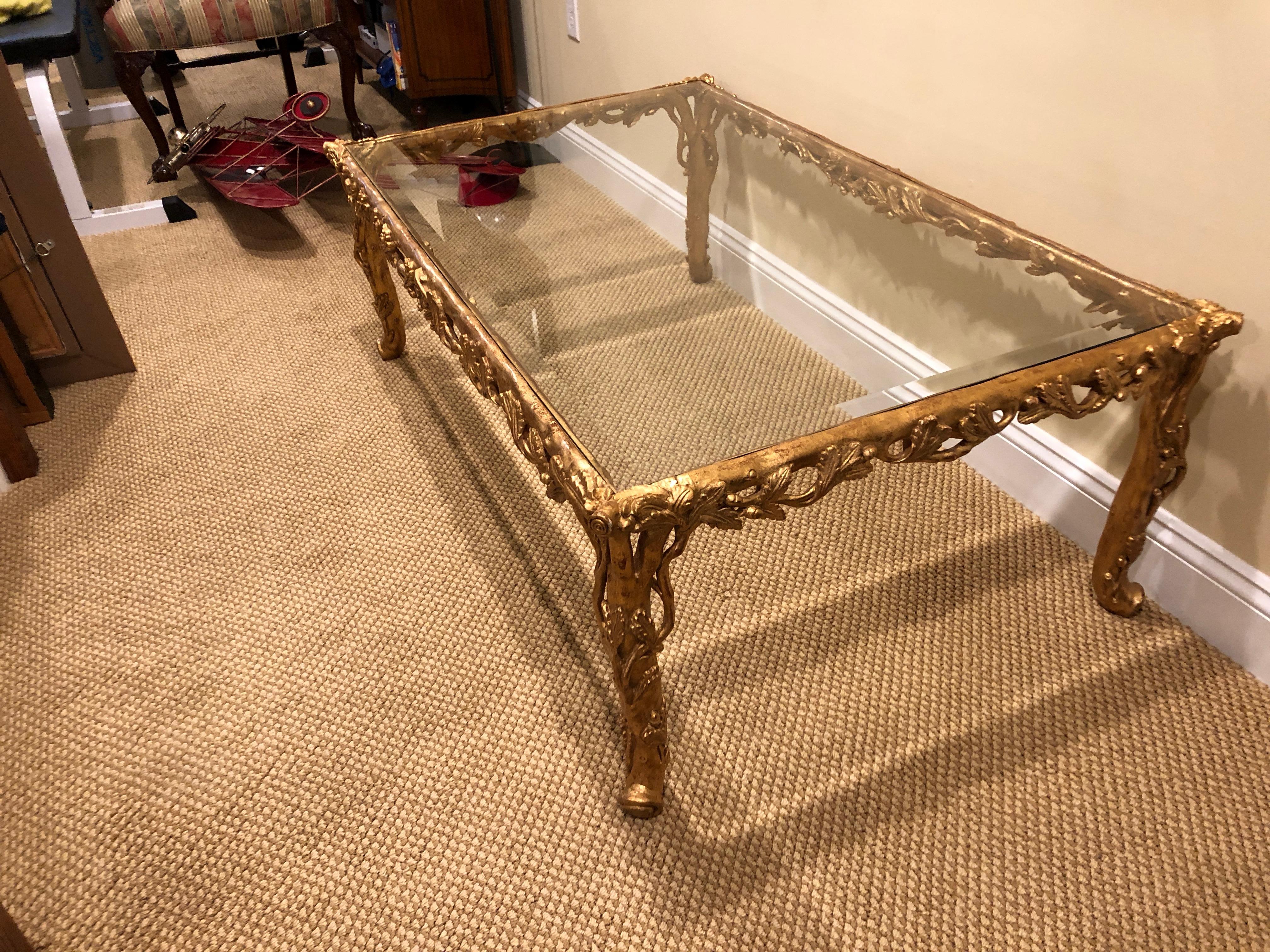 Amazing Italian Sculpted Gold Resin Limited Edition Rectangular Coffee Table In Excellent Condition In Hopewell, NJ