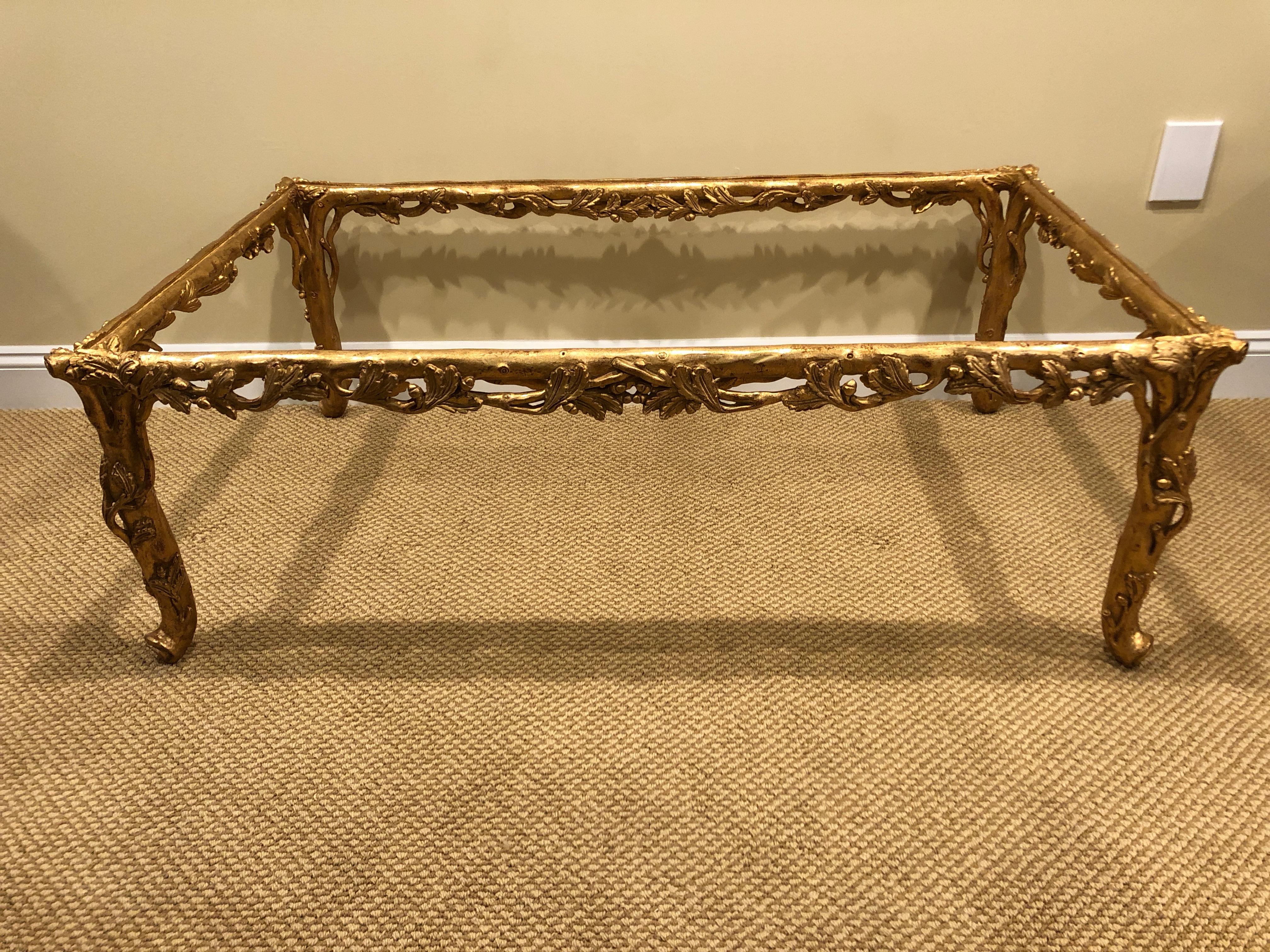 Amazing Italian Sculpted Gold Resin Limited Edition Rectangular Coffee Table 1