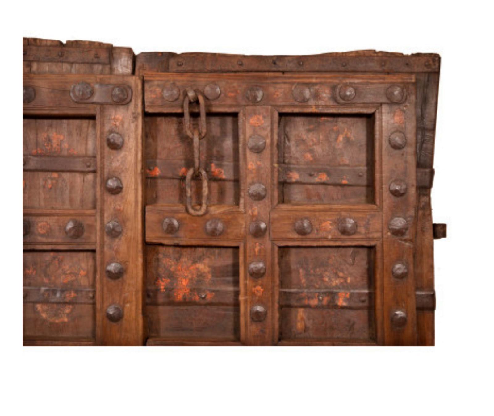 18th Century and Earlier Amazing Italian Solid Wood and Iron Door, 17th Century