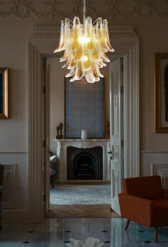 Amazing Italian Vintage Murano Chandeliers, 41 Glass Amber Petals