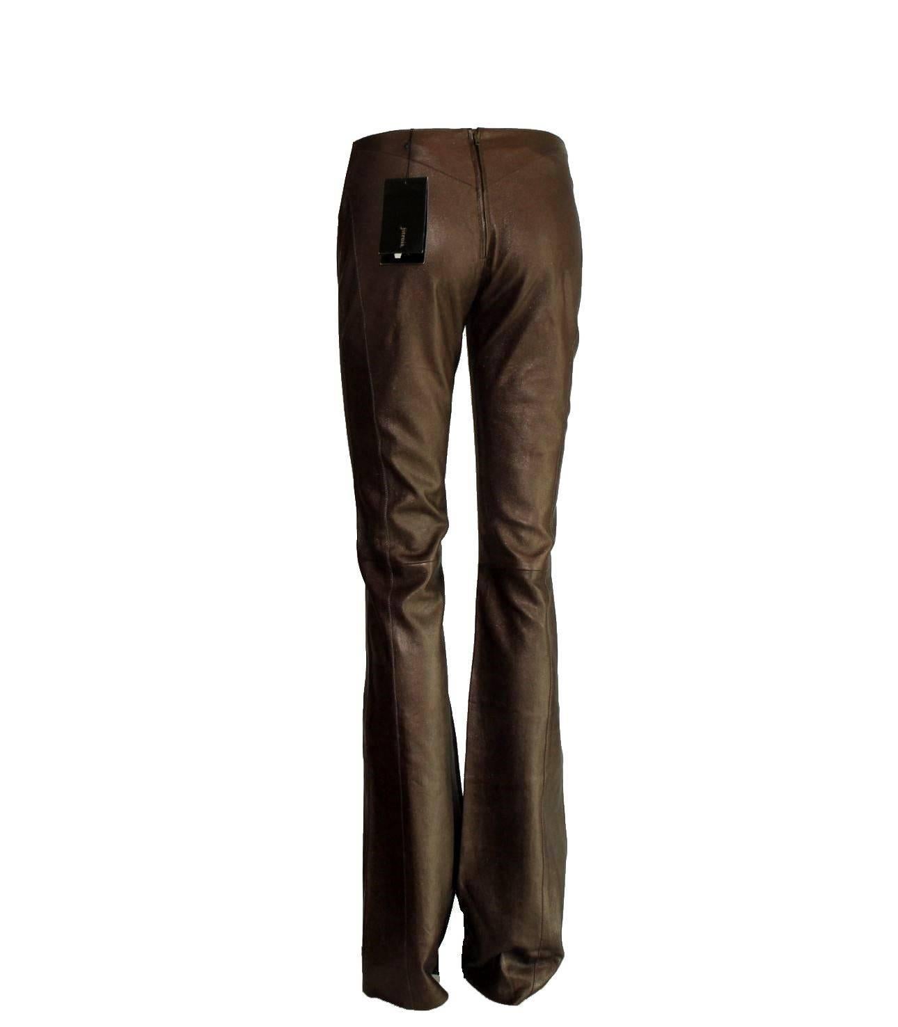 brown metallic pants