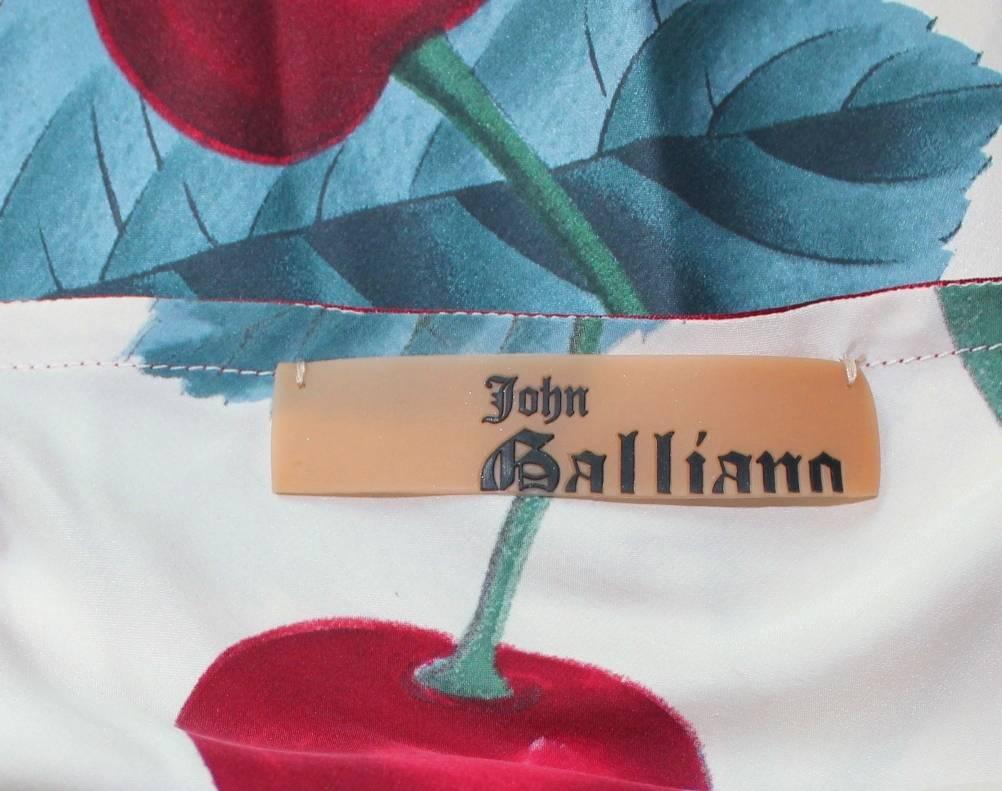 Women's NEW John Galliano Cherry Print Silk Cocktail Dress Gown 