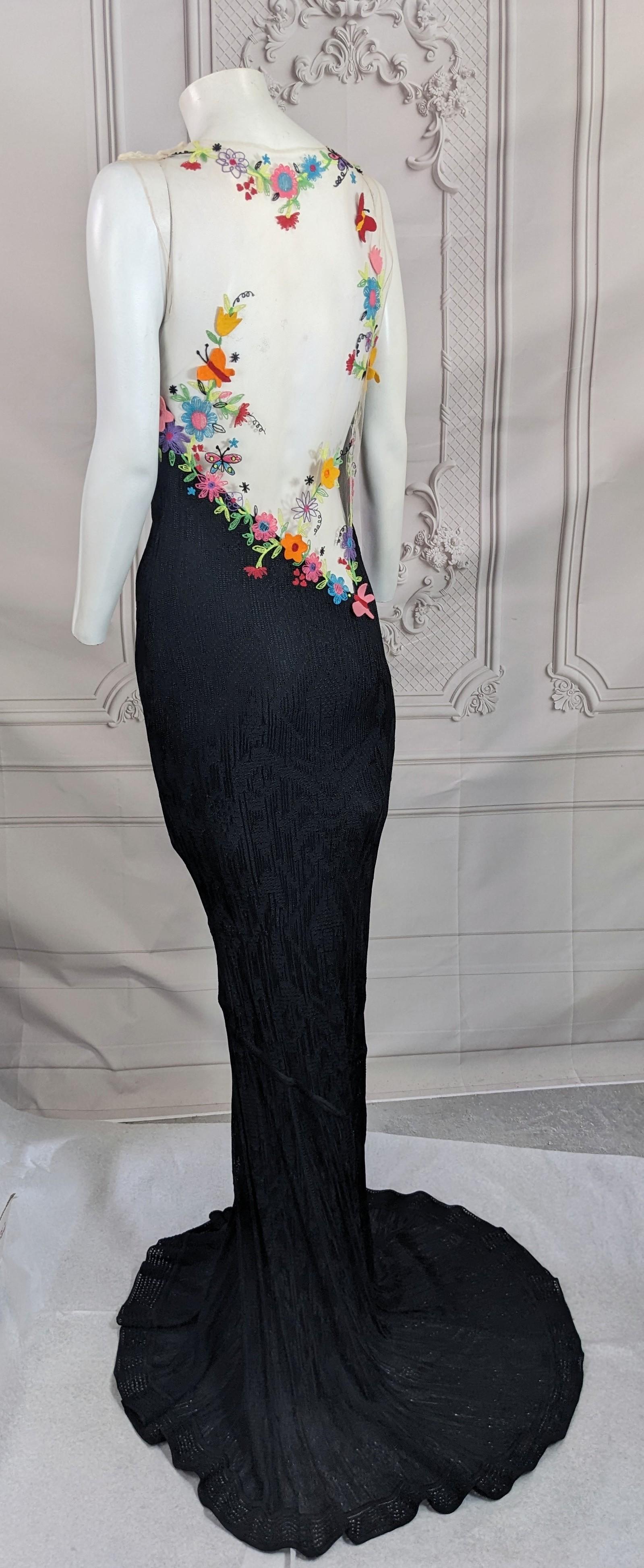 Incroyable robe du soir en maille Pointelle et brodée de John Galliano en vente 5