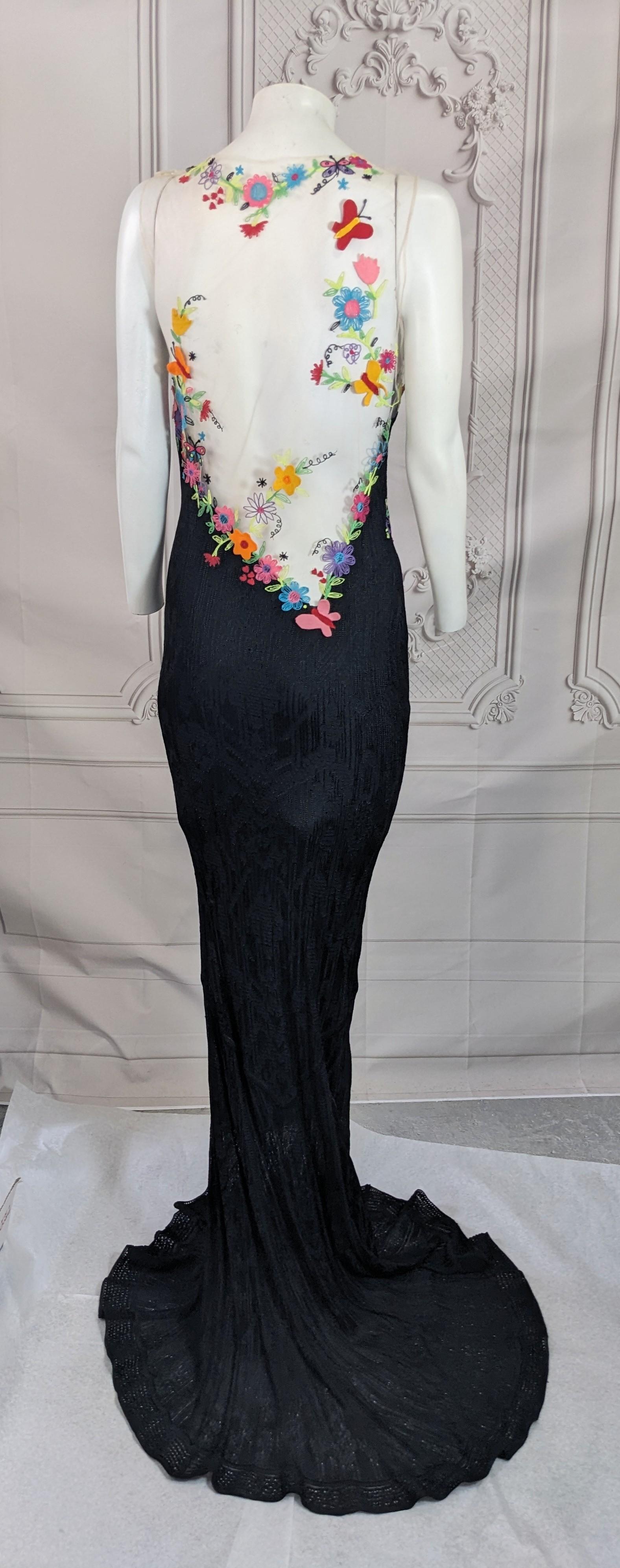 Incroyable robe du soir en maille Pointelle et brodée de John Galliano en vente 8