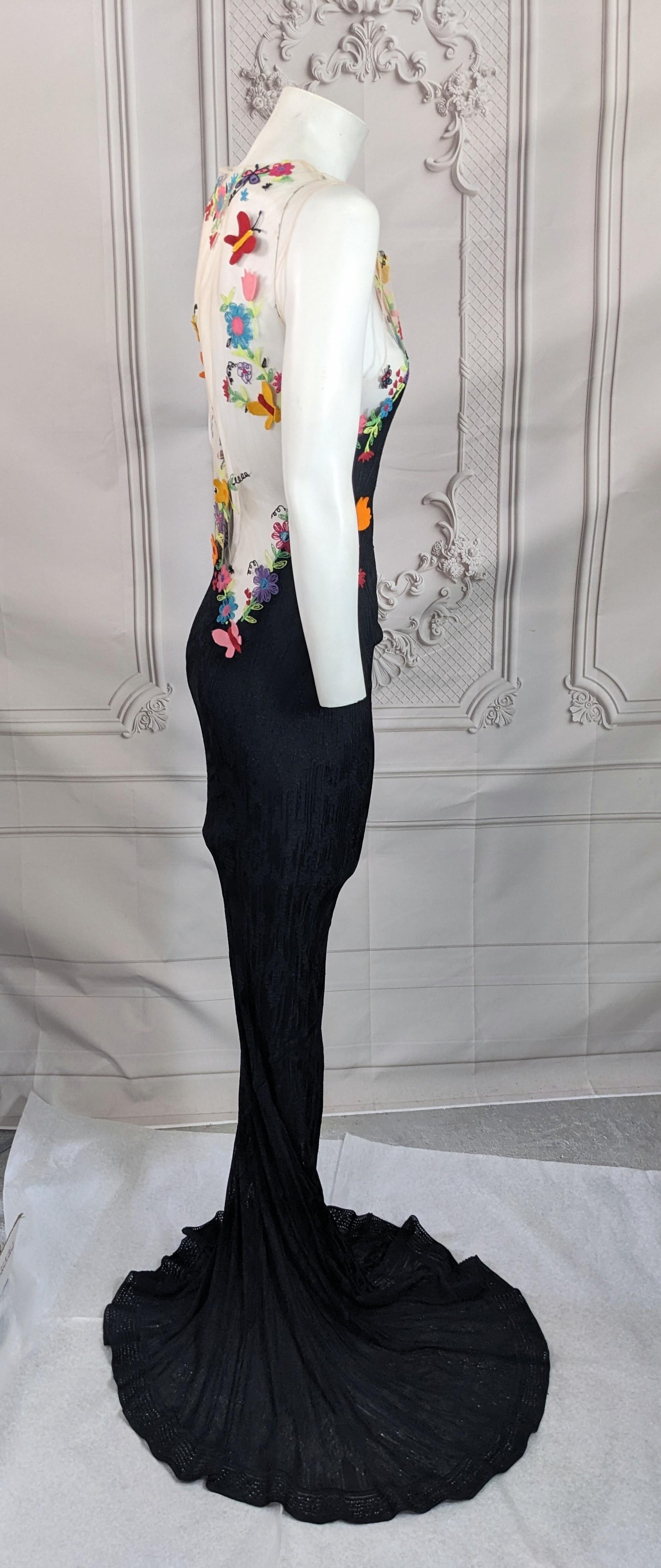 Incroyable robe du soir en maille Pointelle et brodée de John Galliano en vente 10