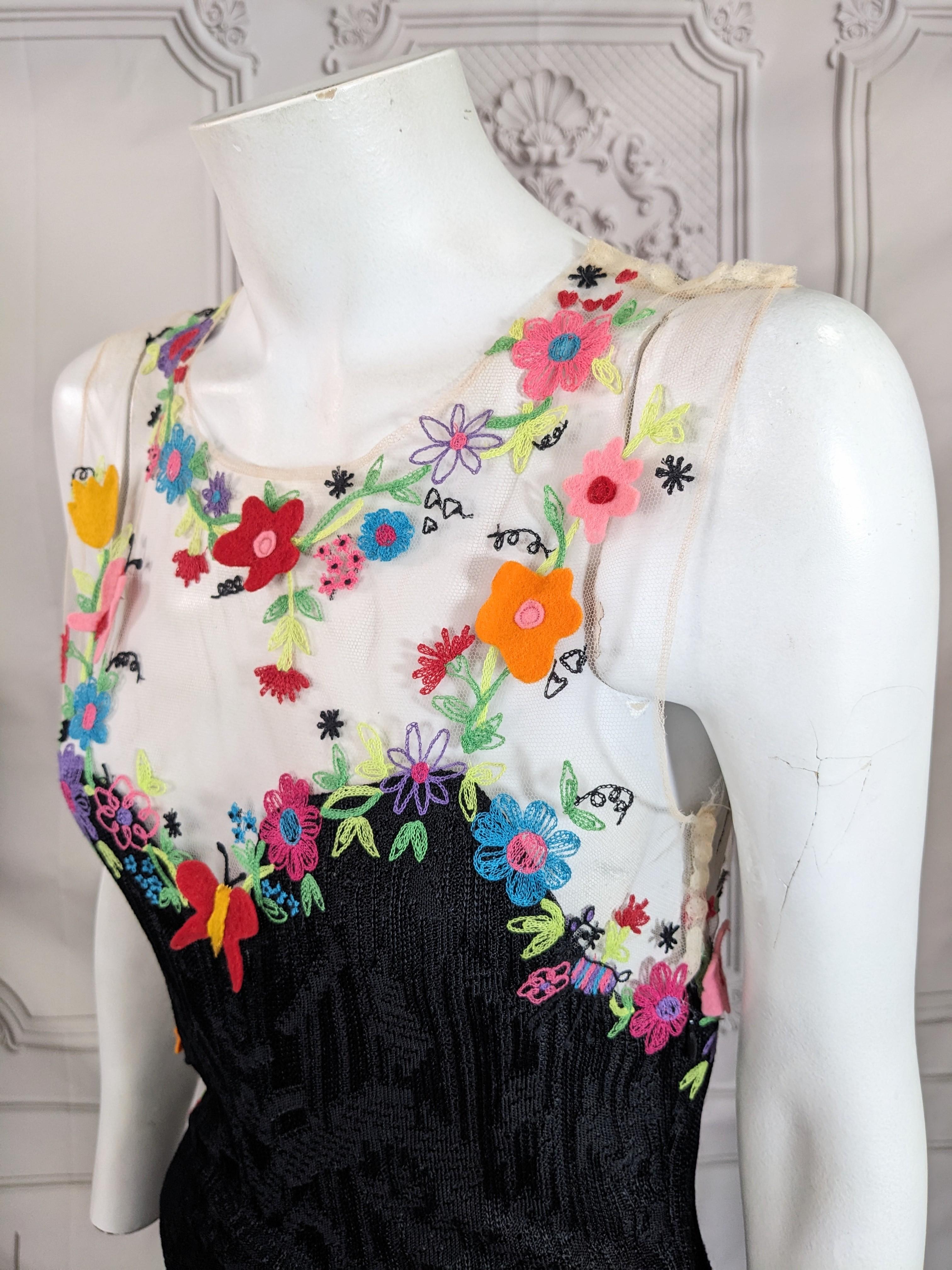 Incroyable robe du soir en maille Pointelle et brodée de John Galliano Pour femmes en vente