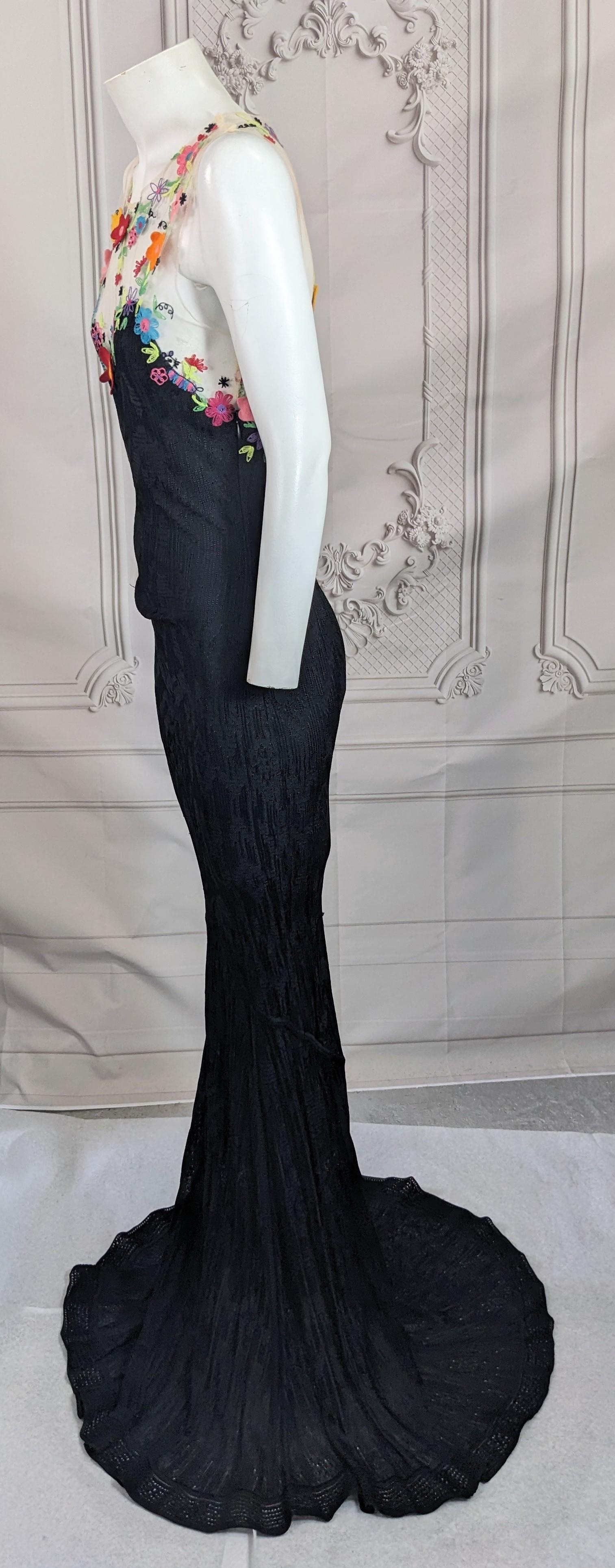 Incroyable robe du soir en maille Pointelle et brodée de John Galliano en vente 3