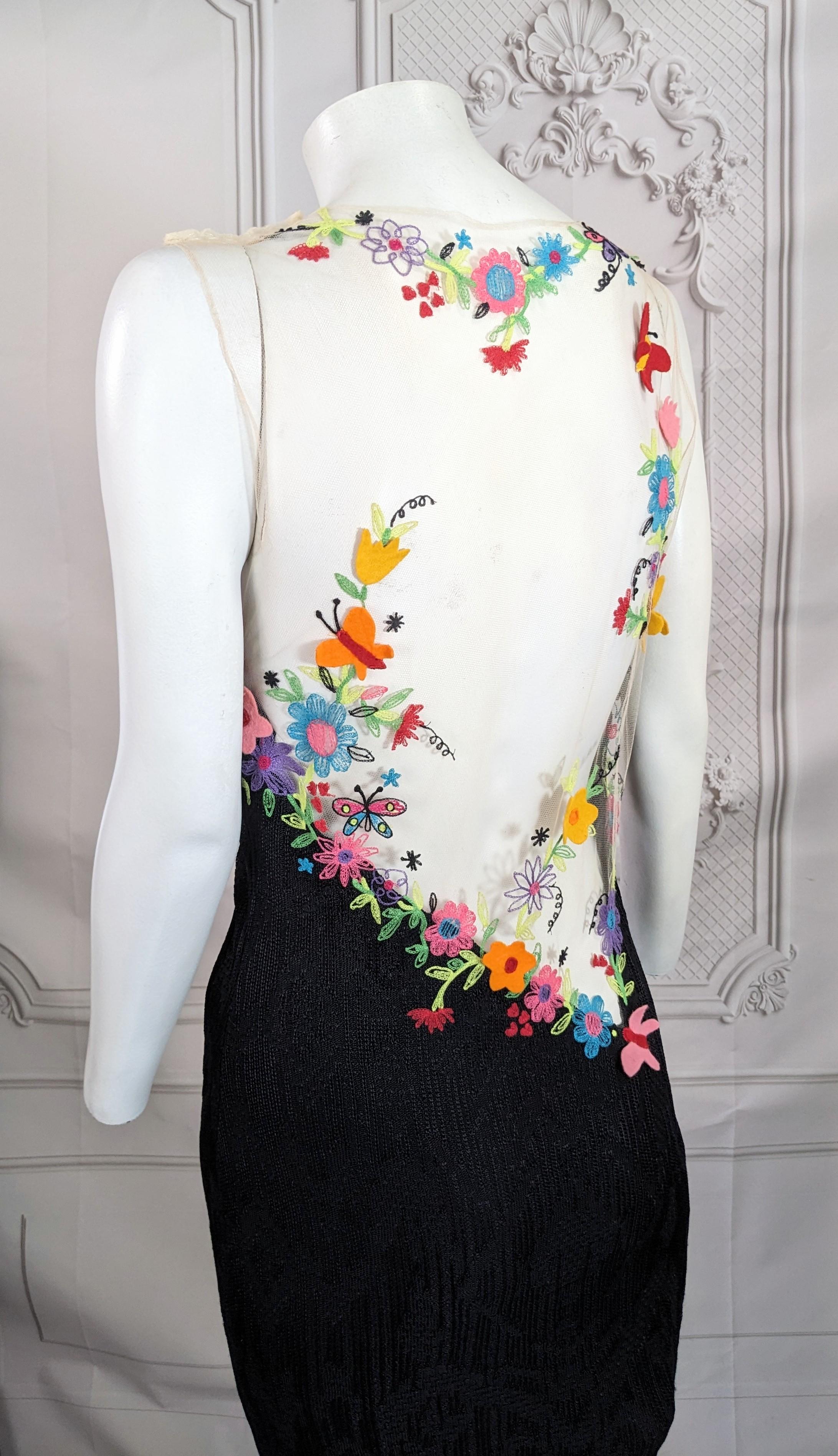 Incroyable robe du soir en maille Pointelle et brodée de John Galliano en vente 4