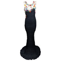 Amazing John Galliano Pointelle Knit and Embroidered Evening Dress