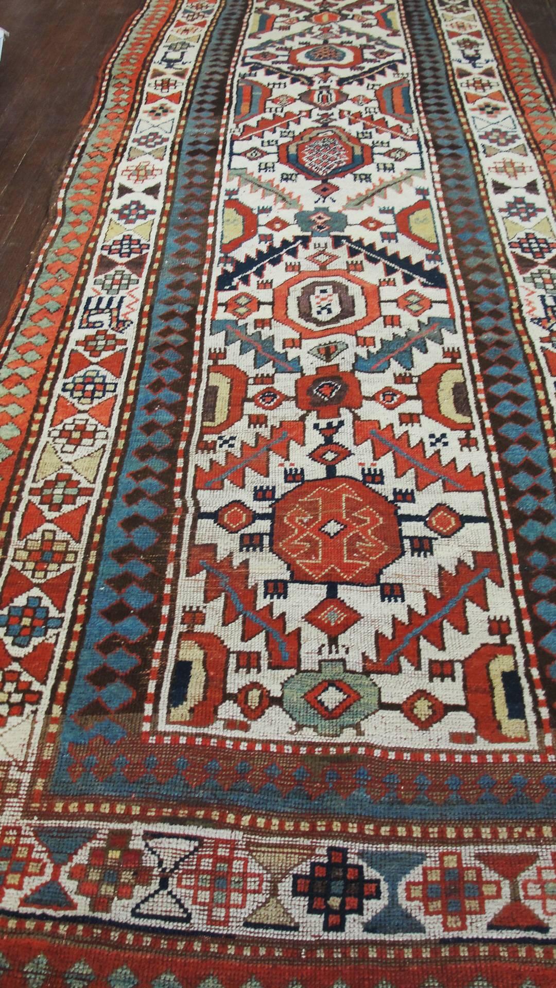 Wool Antique Kazak/ Caucasian Runner, 3'10