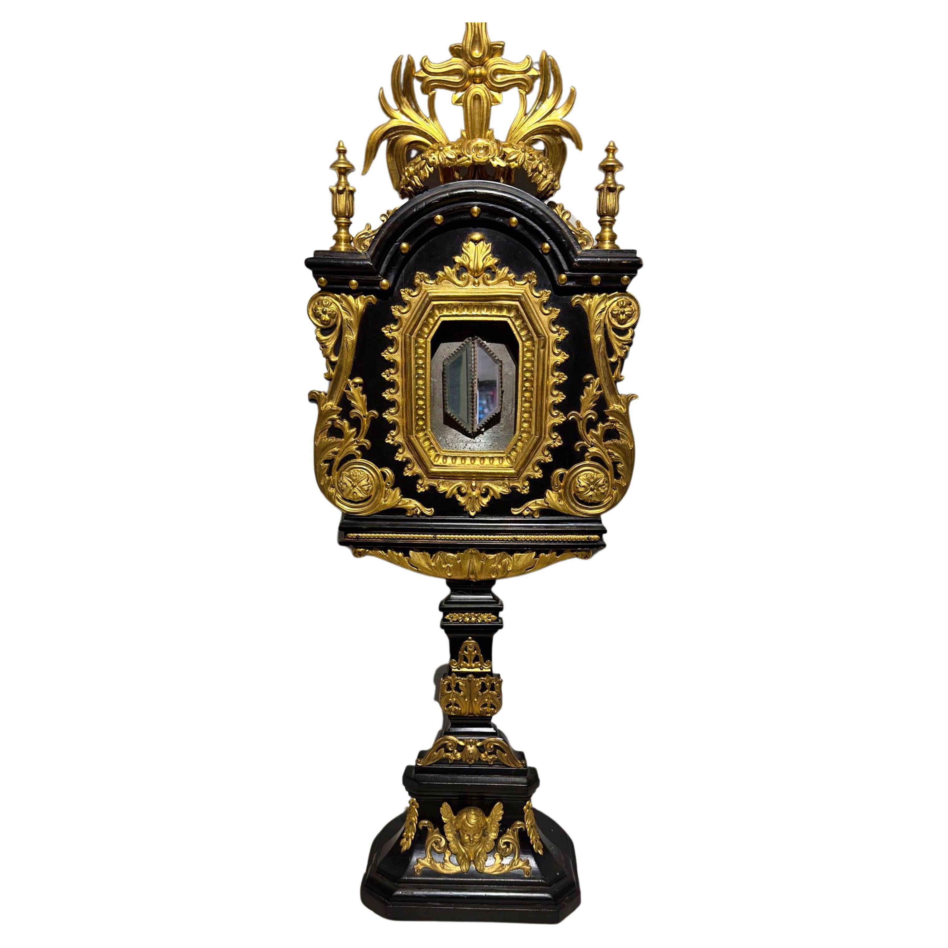 Renaissance Amazing Large 19th Century Italian Ebonised Wooden Monstrance