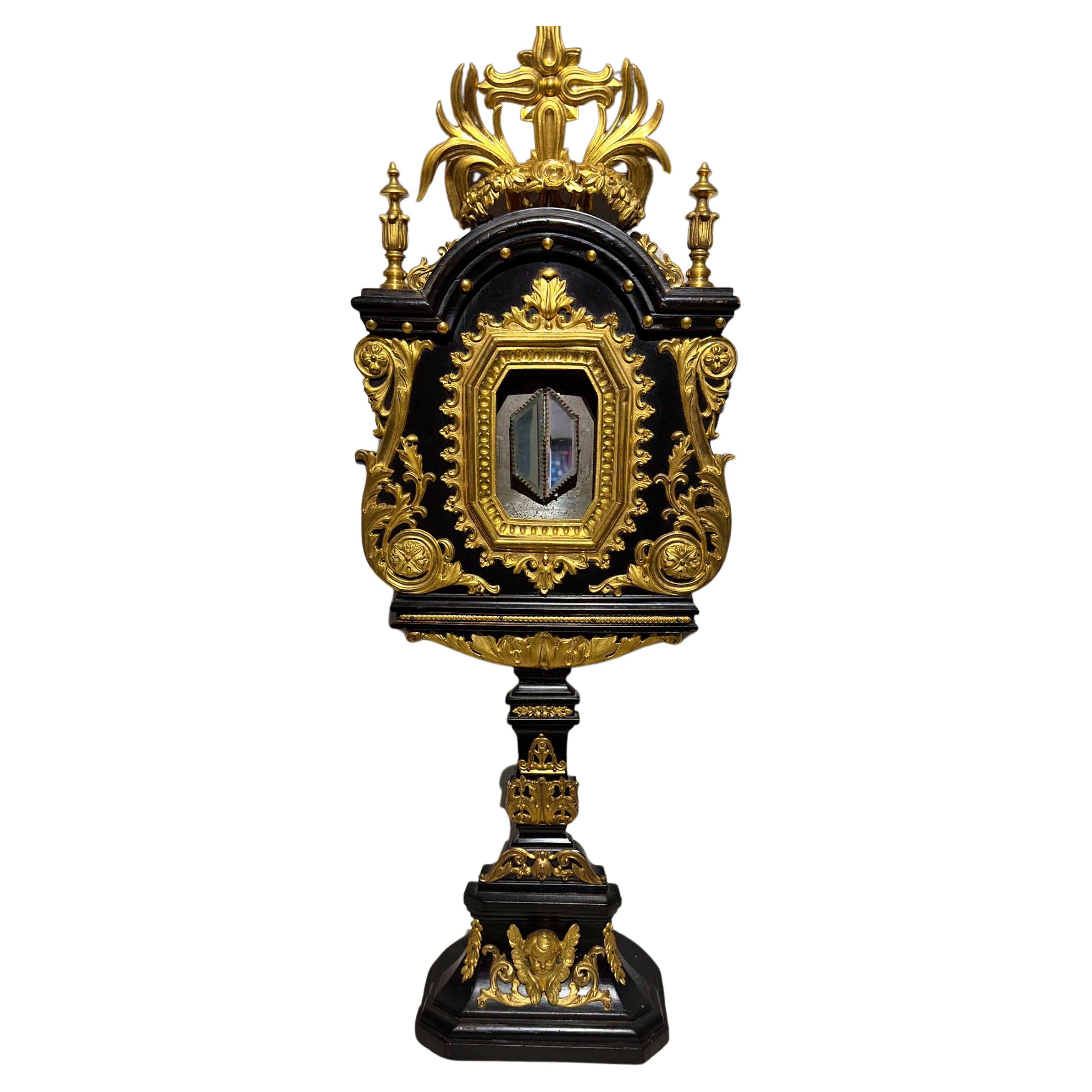 Renaissance Amazing Large 19th Century Italian Ebonised Wooden Monstrance For Sale